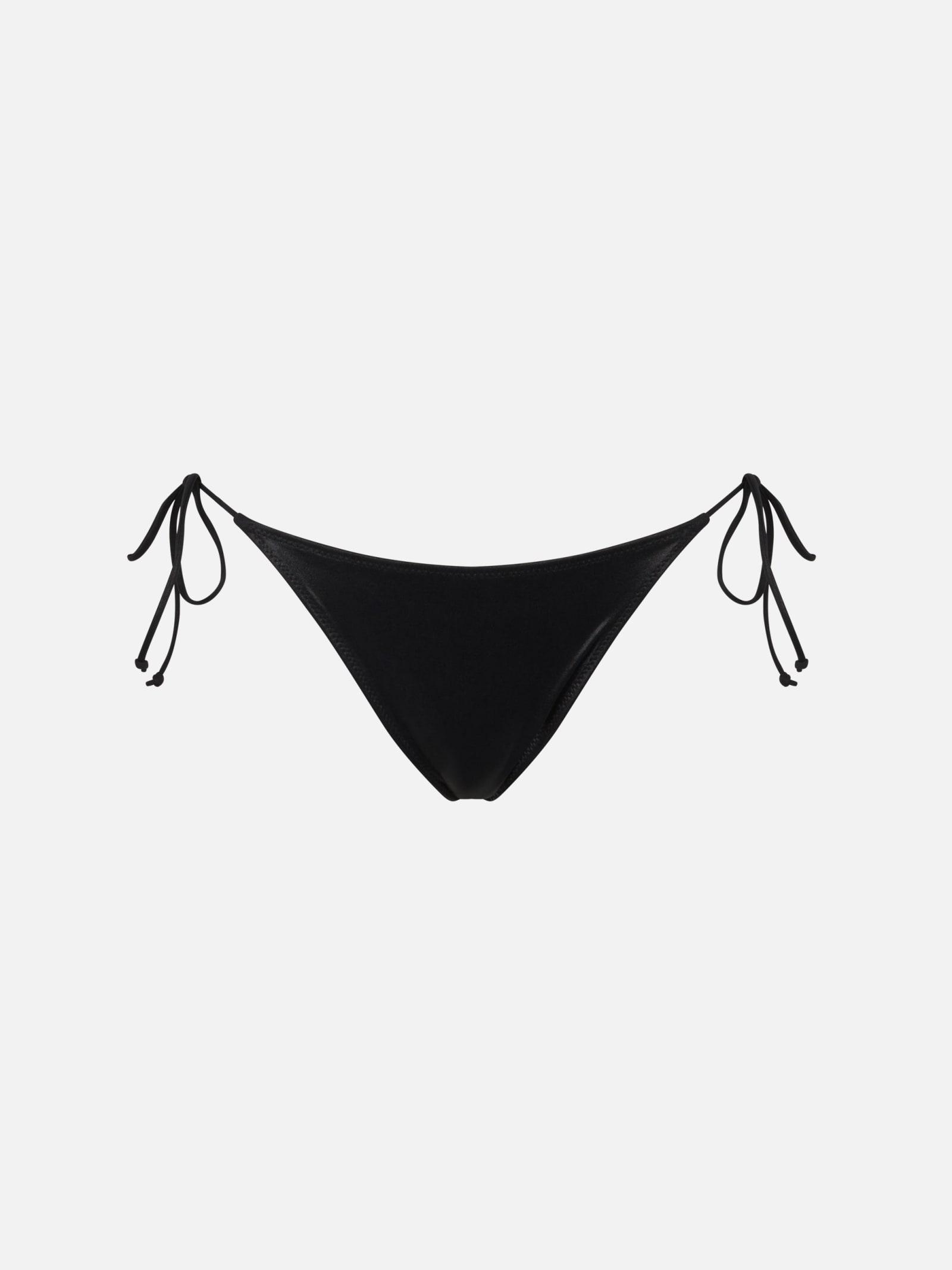 mc2 saint barth woman lamina black swim briefs with side laces
