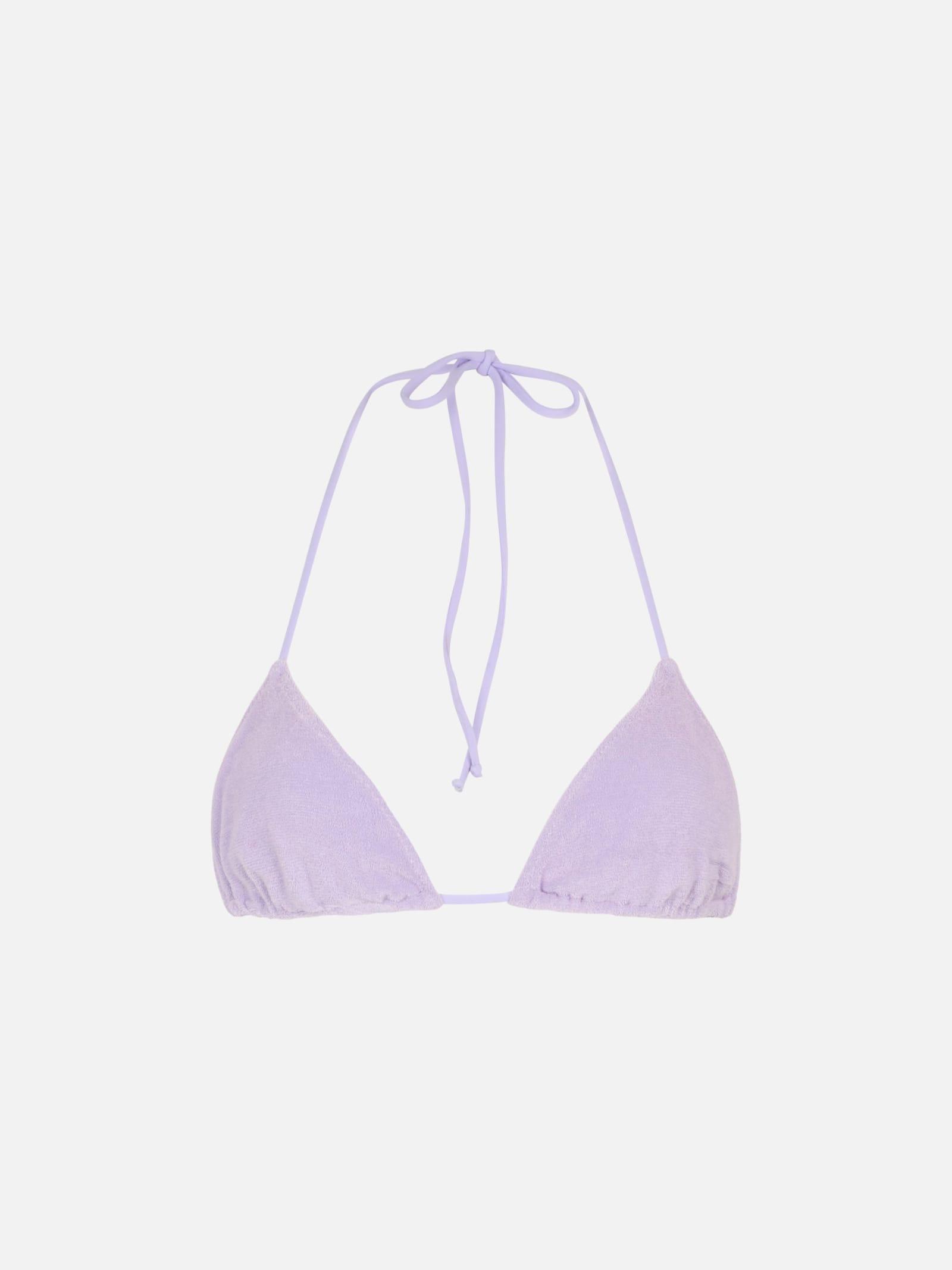 mc2 saint barth woman lilac terry triangle top swimsuit leah