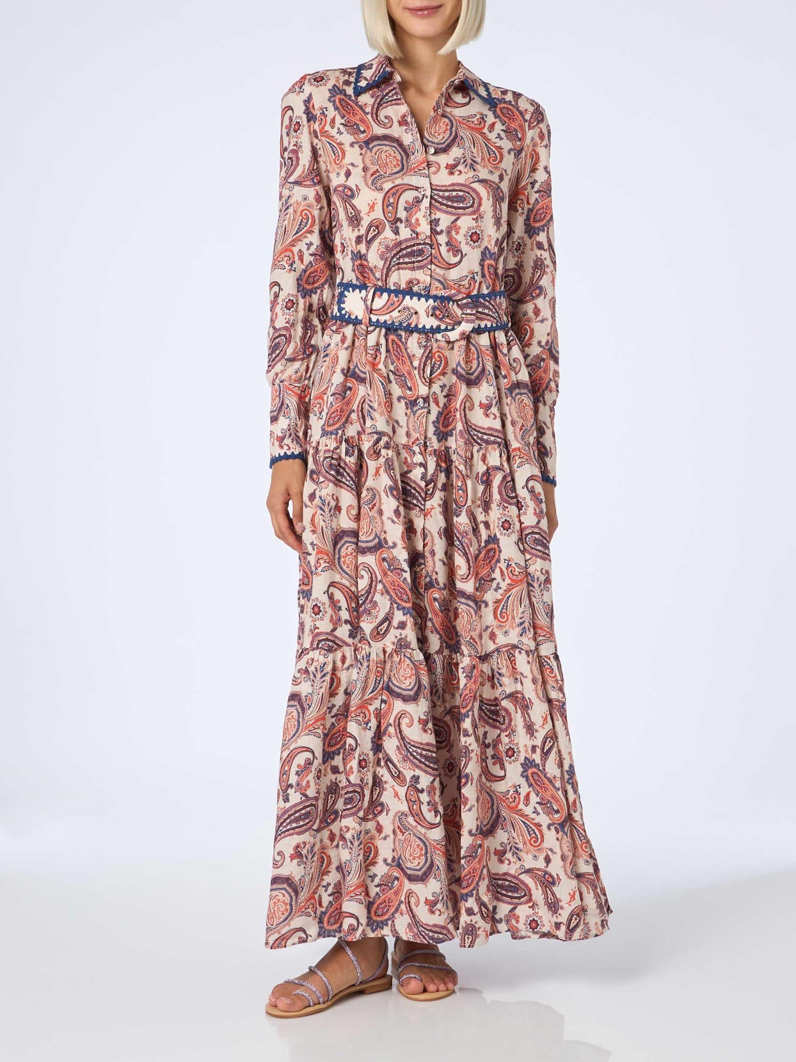 mc2 saint barth woman linen dress marbella with paisley print