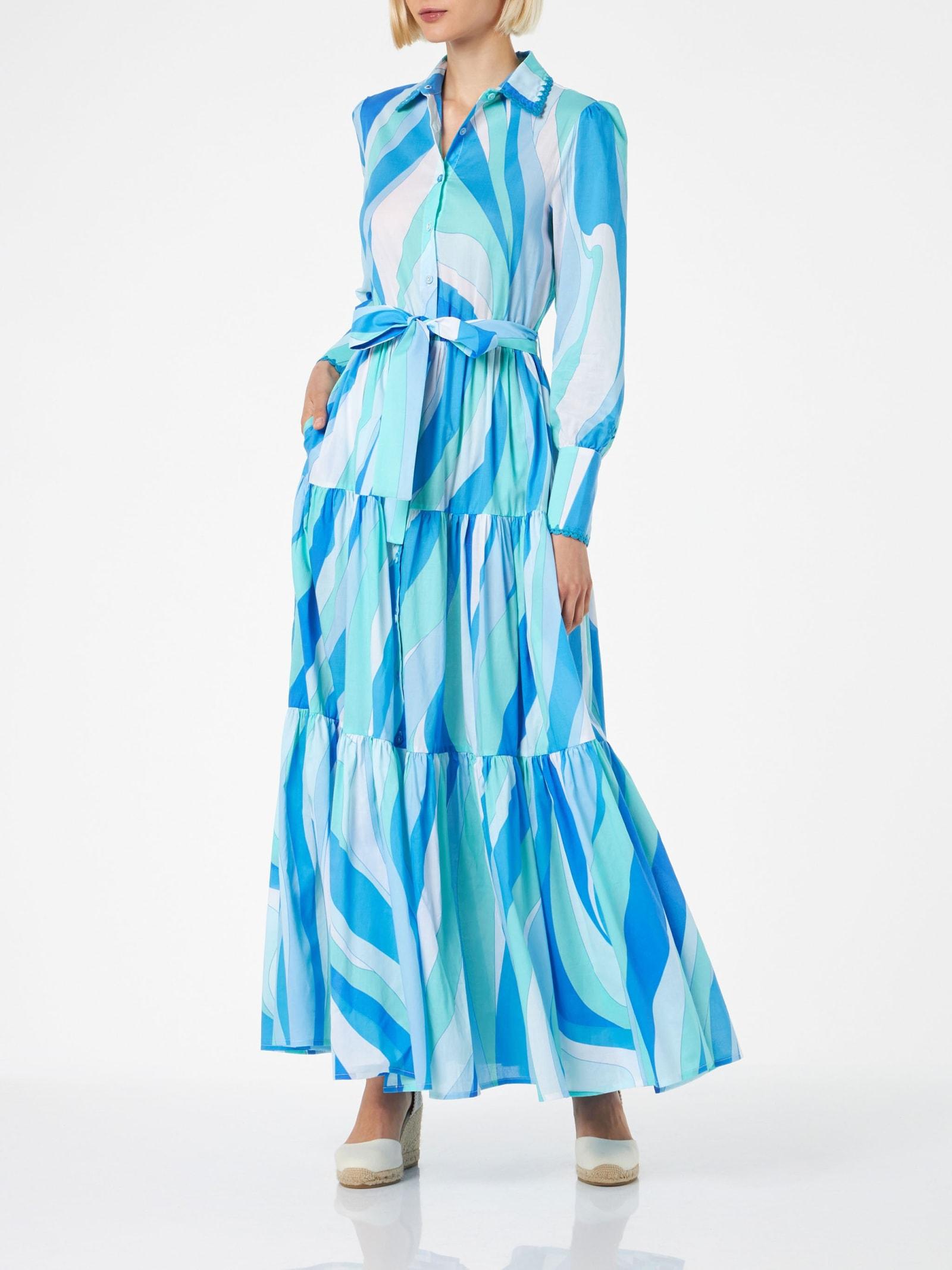 mc2 saint barth woman long dress jensen with wave print
