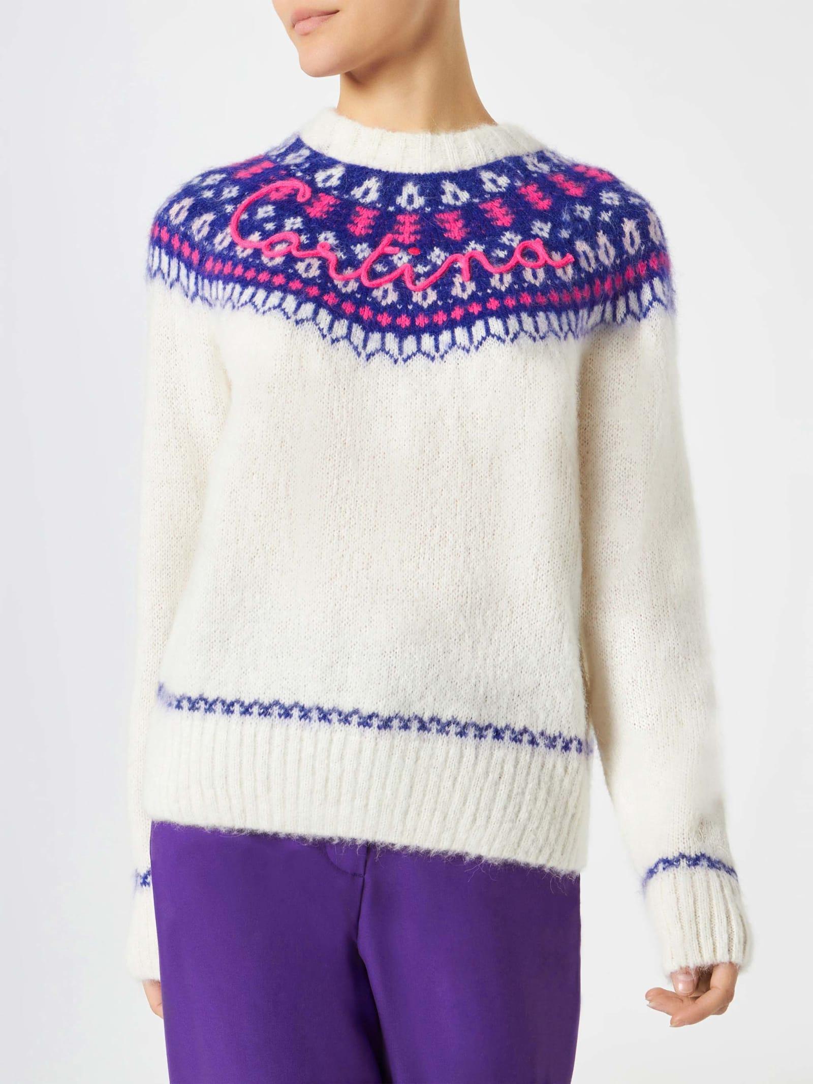 mc2 saint barth woman nordic sweater with cortina embroidery