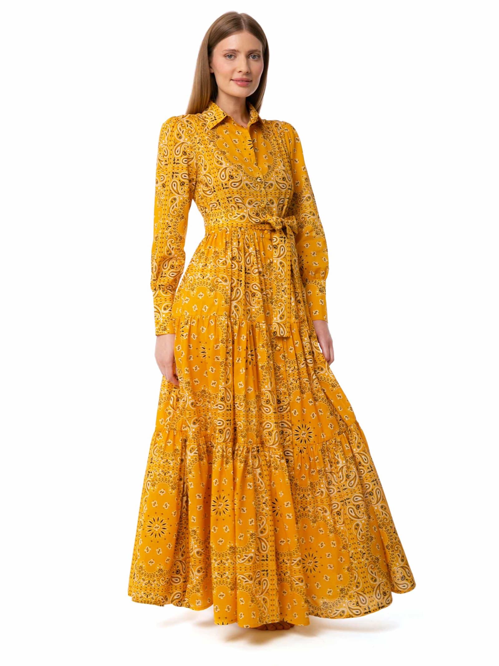 mc2 saint barth woman ochre bandanna long dress jensen