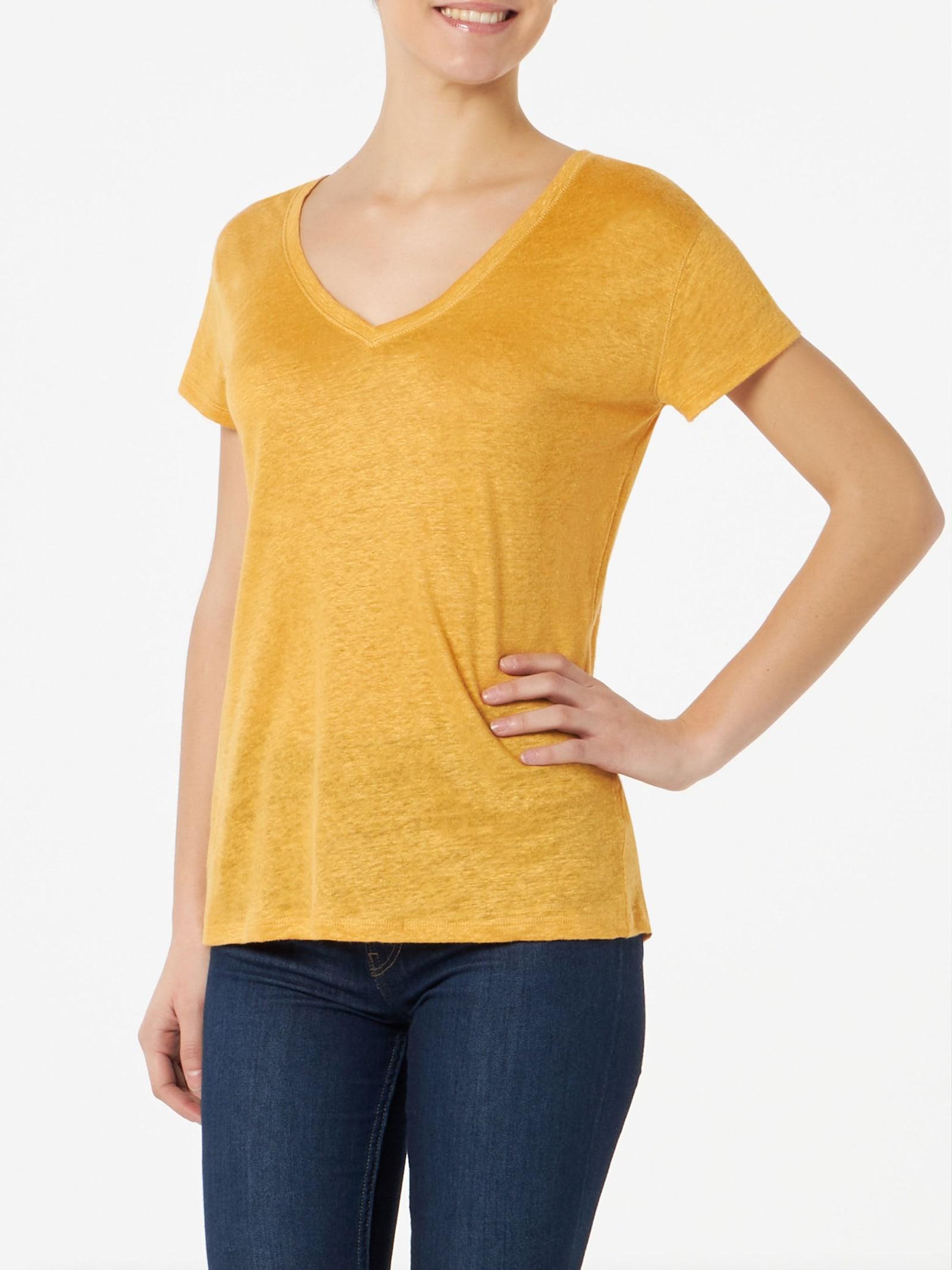 mc2 saint barth woman ochre linen t-shirt