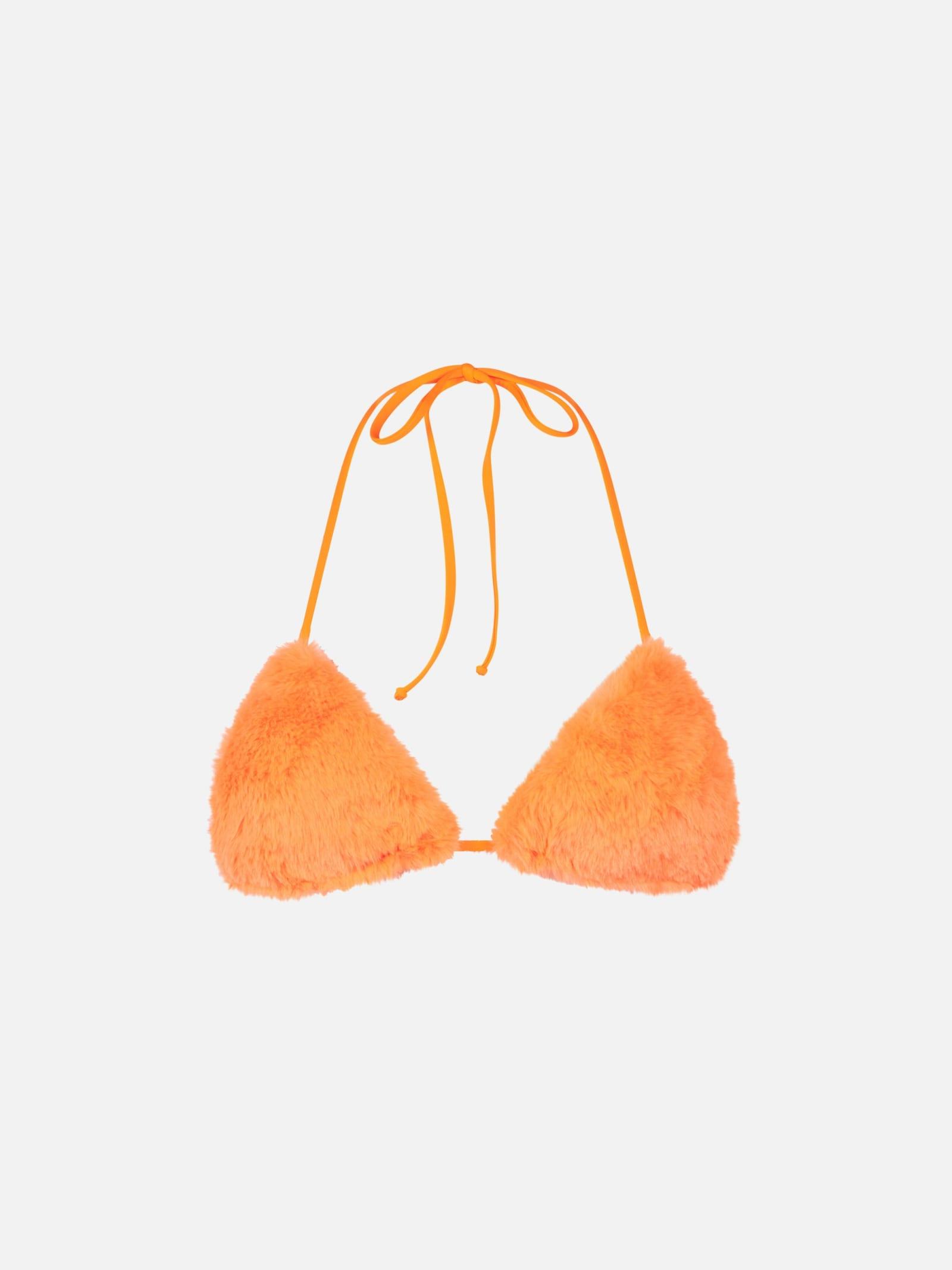mc2 saint barth woman orange fluo furry triangle top swimsuit