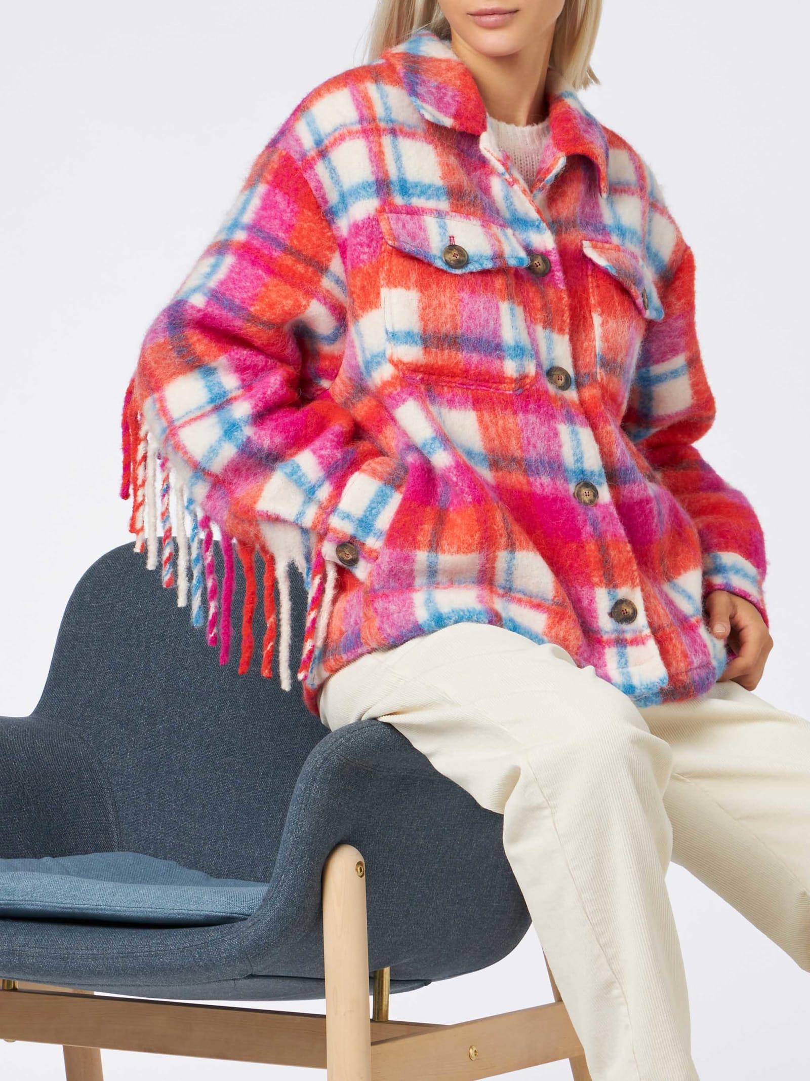 mc2 saint barth woman overshirt jacket with fringes