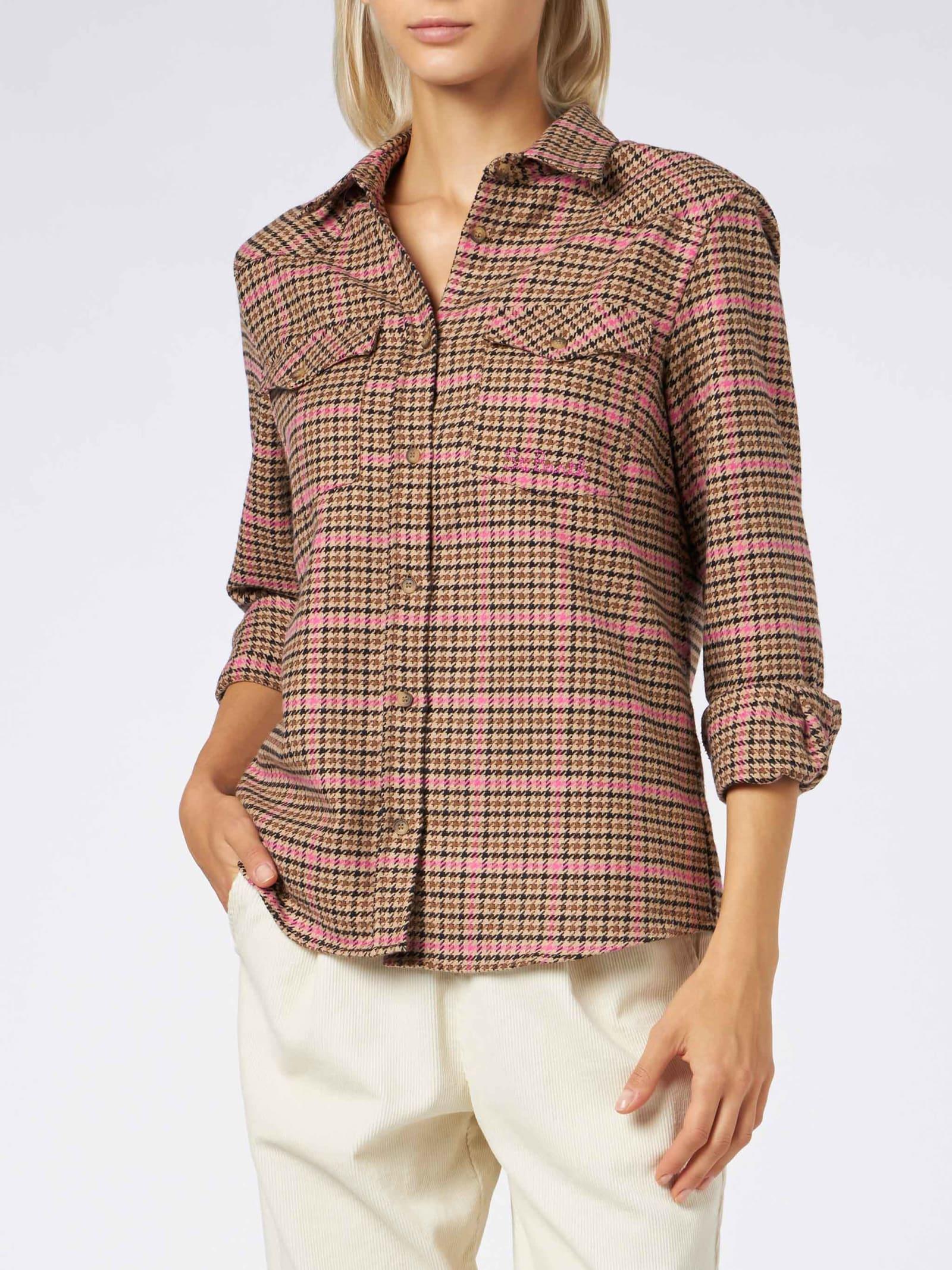 mc2 saint barth woman overshirt with pied de poule print