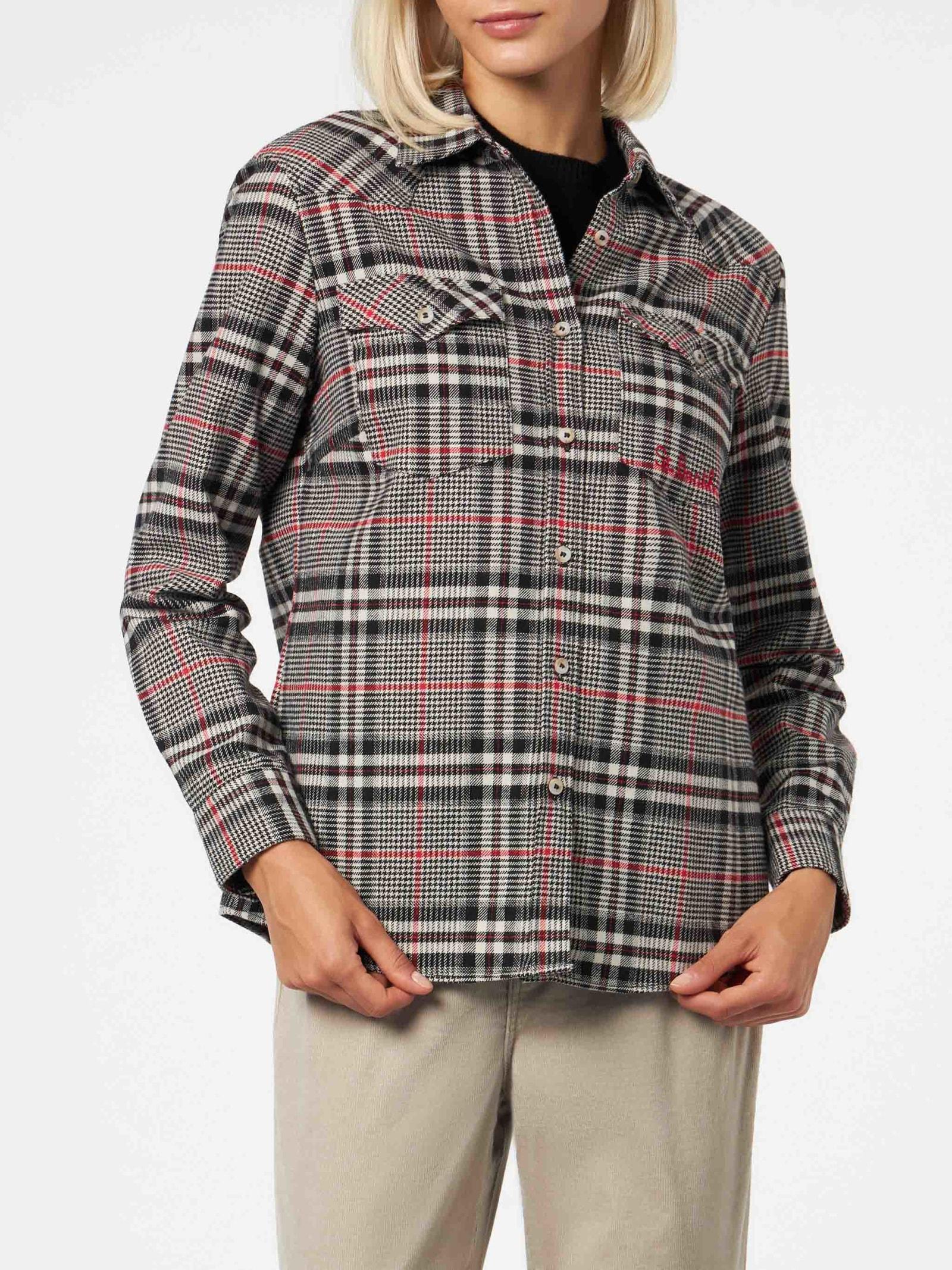 mc2 saint barth woman overshirt with prince of wales print