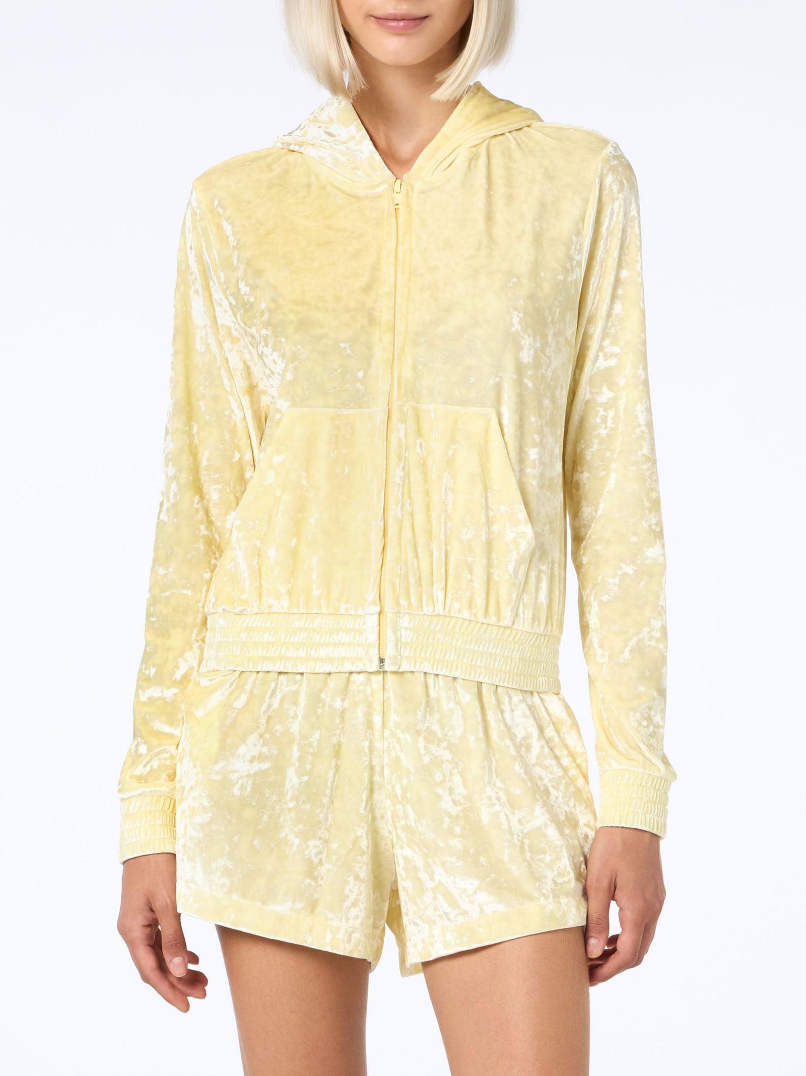mc2 saint barth woman pale yellow chenille zipped hoodie jasmine