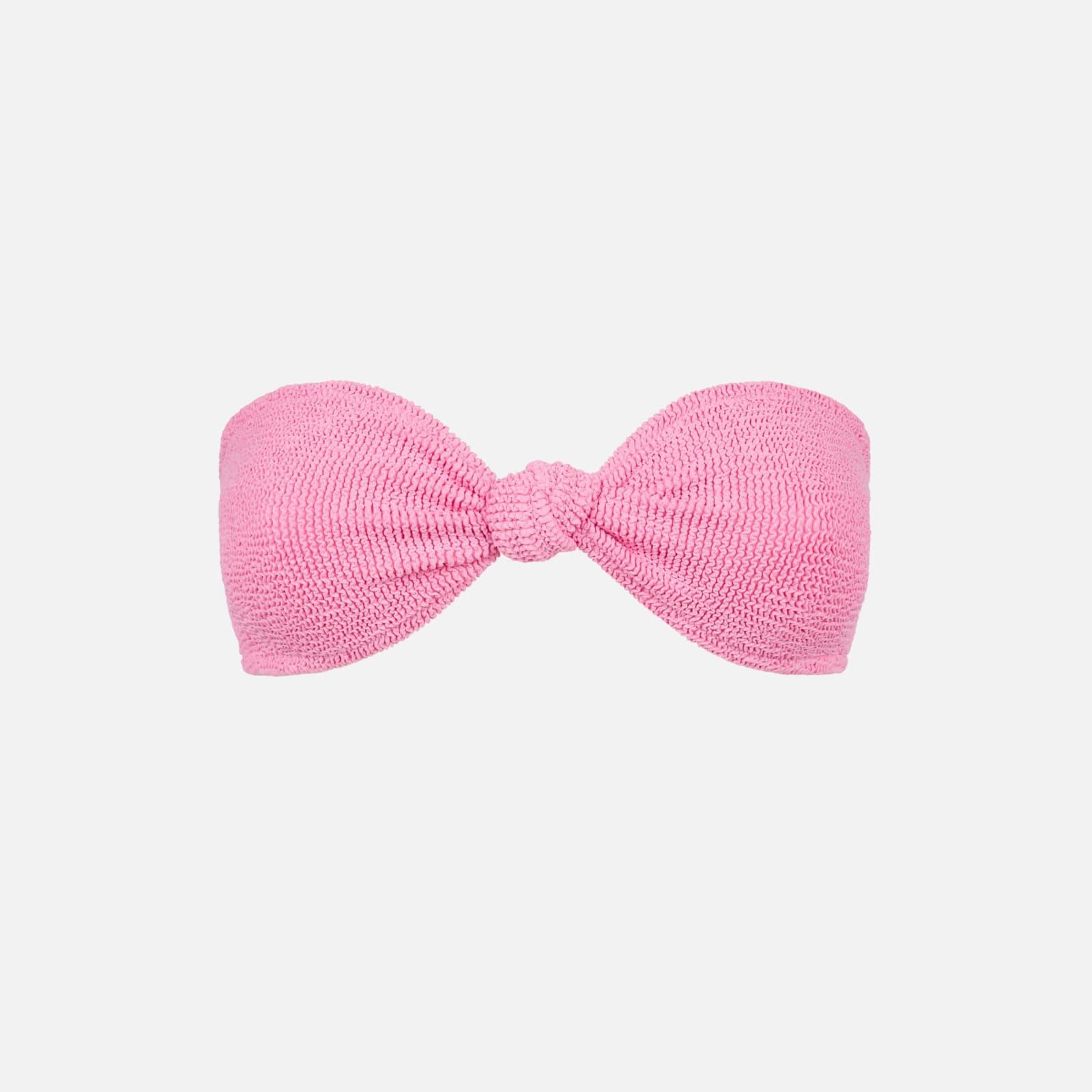 mc2 saint barth woman pink crinkle bandeau top swimsuit with knot