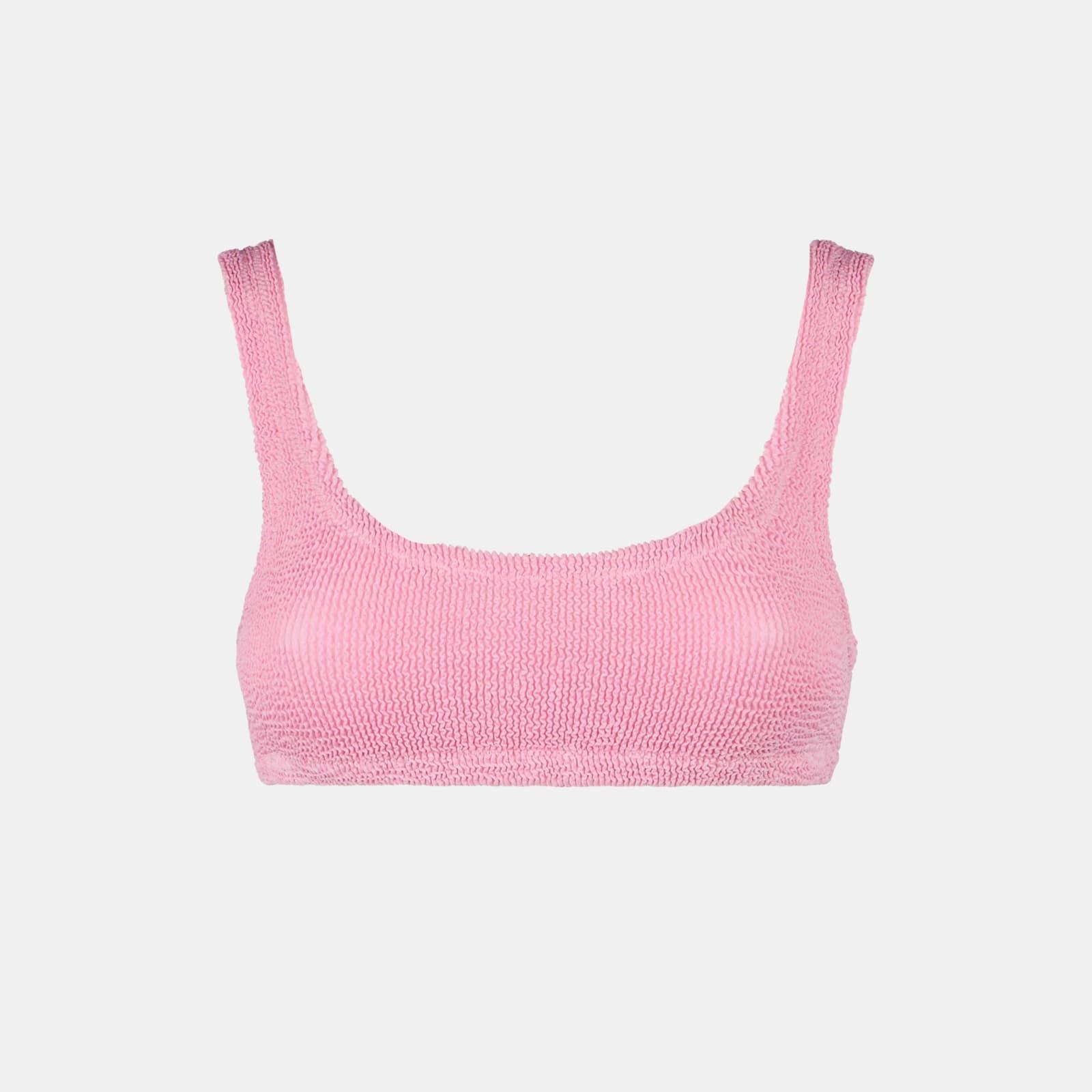 mc2 saint barth woman pink crinkle bralette top swimsuit