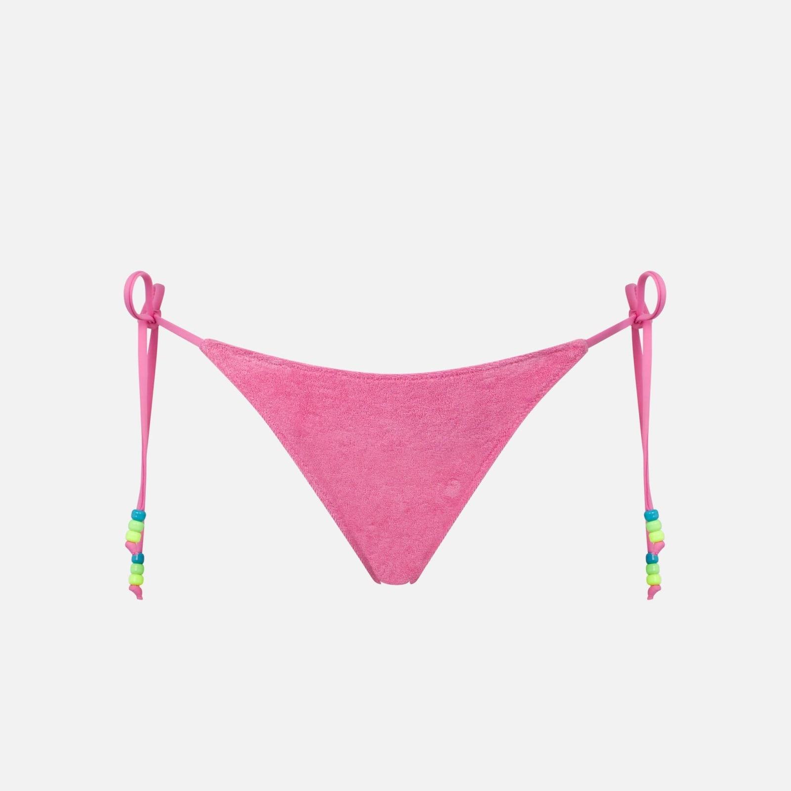 mc2 saint barth woman pink terry swim briefs with side laces
