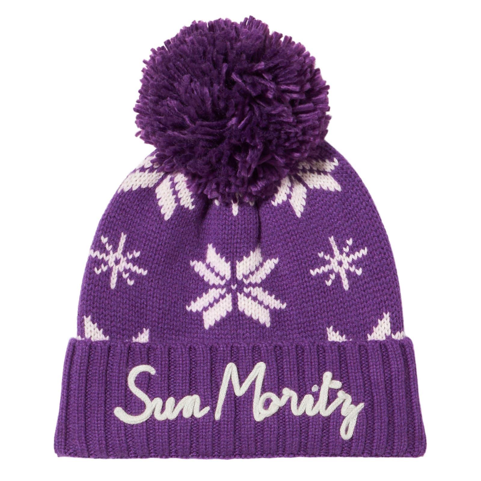mc2 saint barth woman purple beanie with norwegian pattern