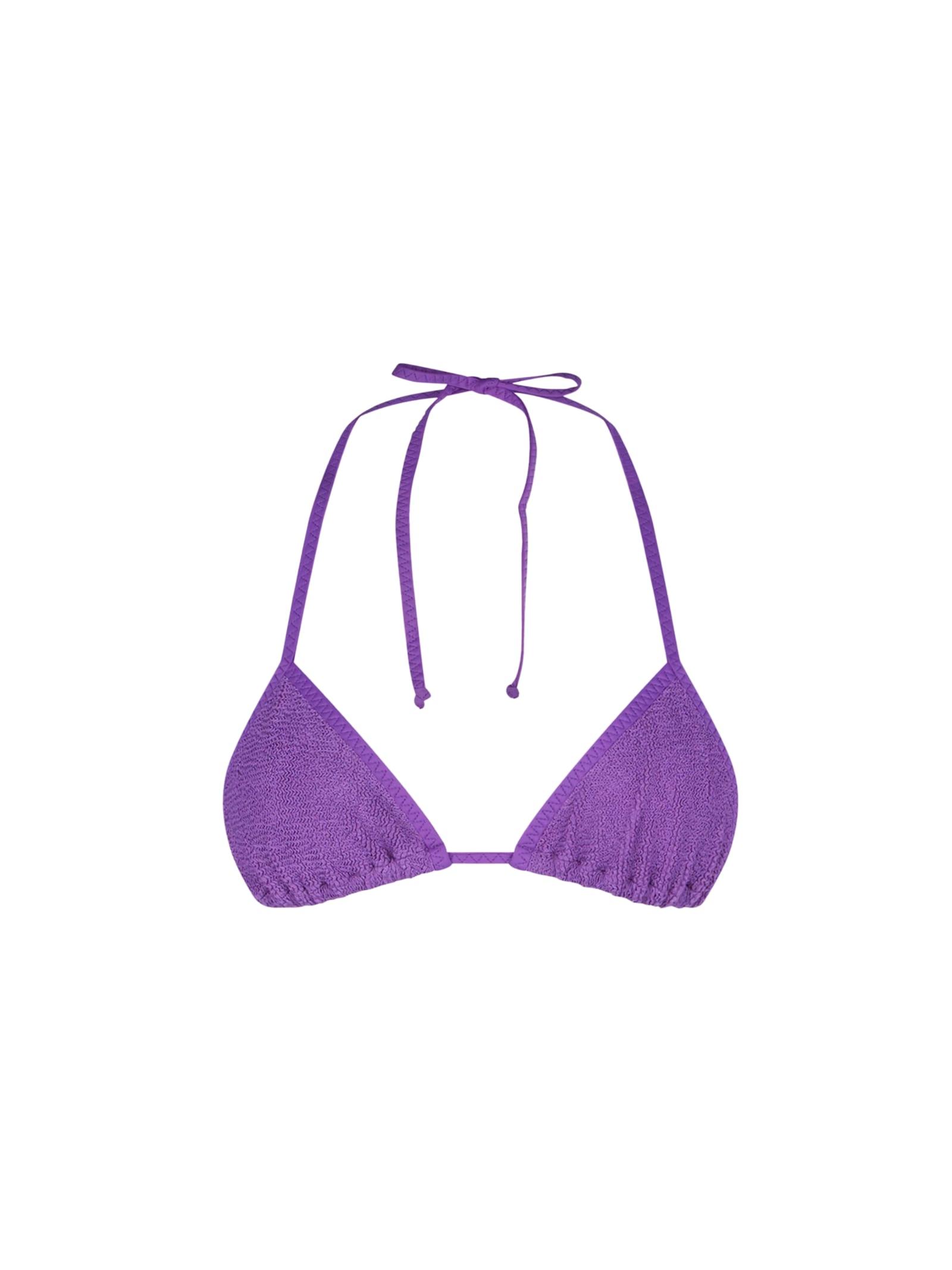 mc2 saint barth woman purple crinkle triangle top swimsuit