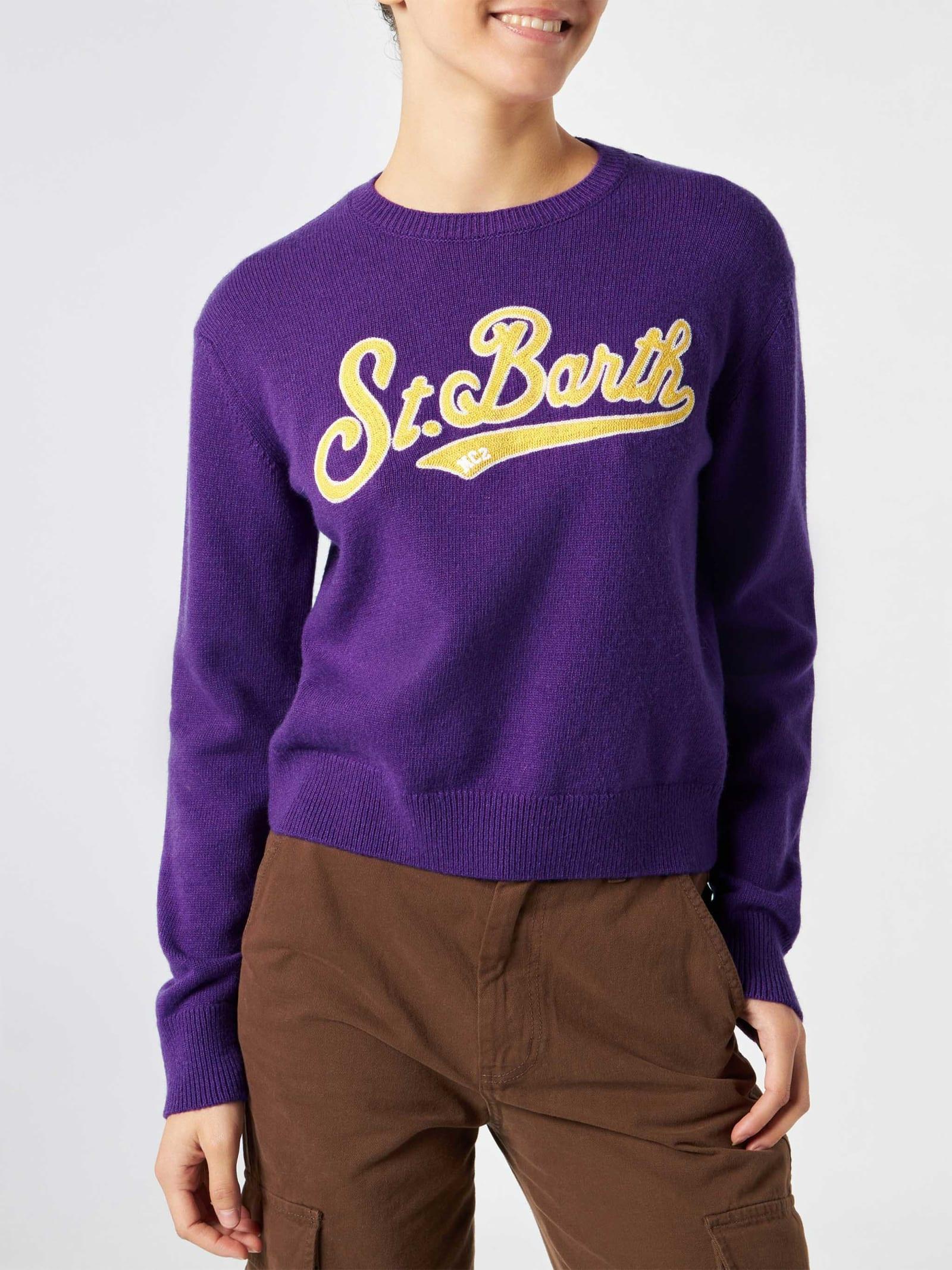 mc2 saint barth woman purple cropped sweater