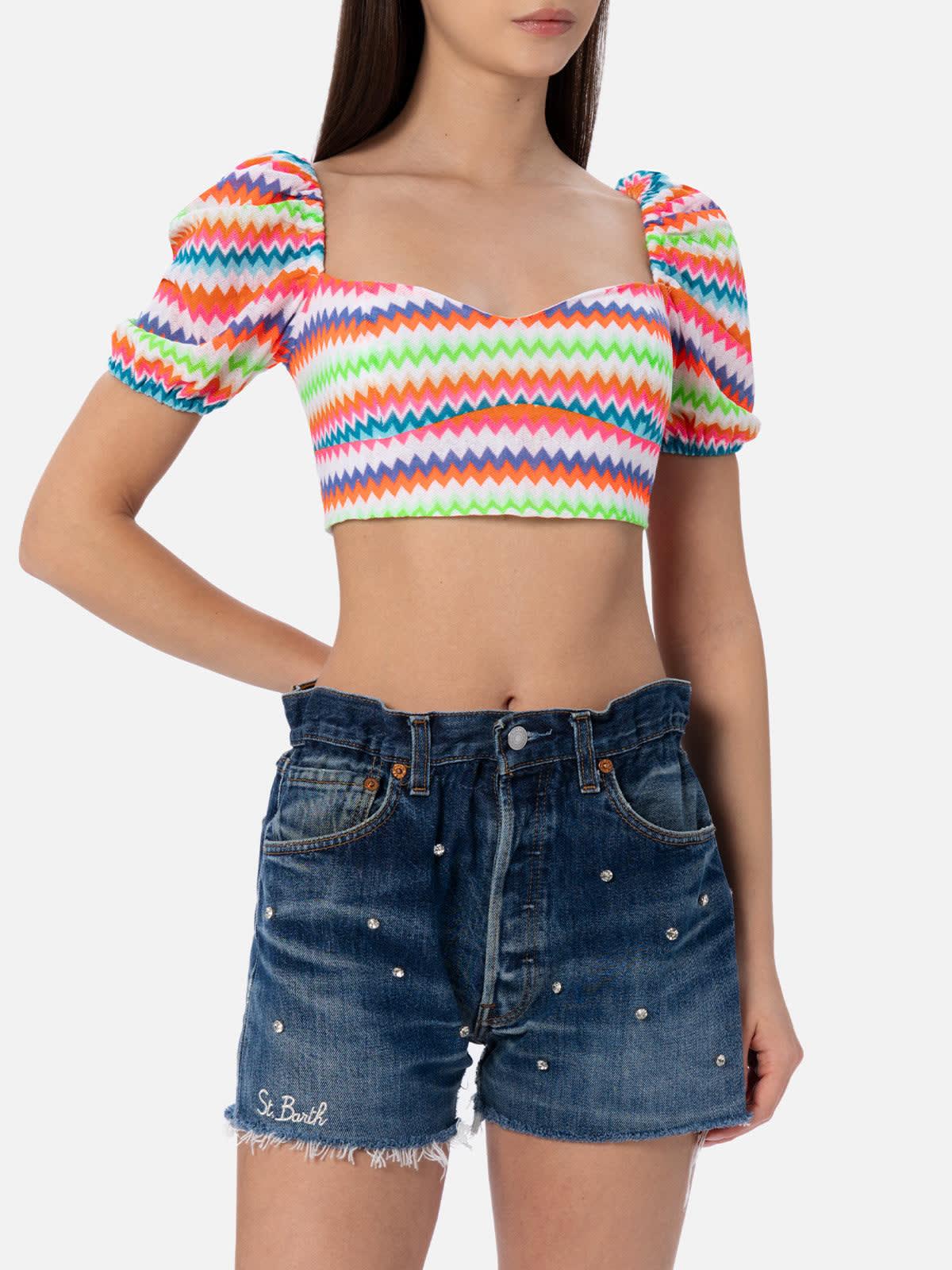 mc2 saint barth woman raschel knit cropped top