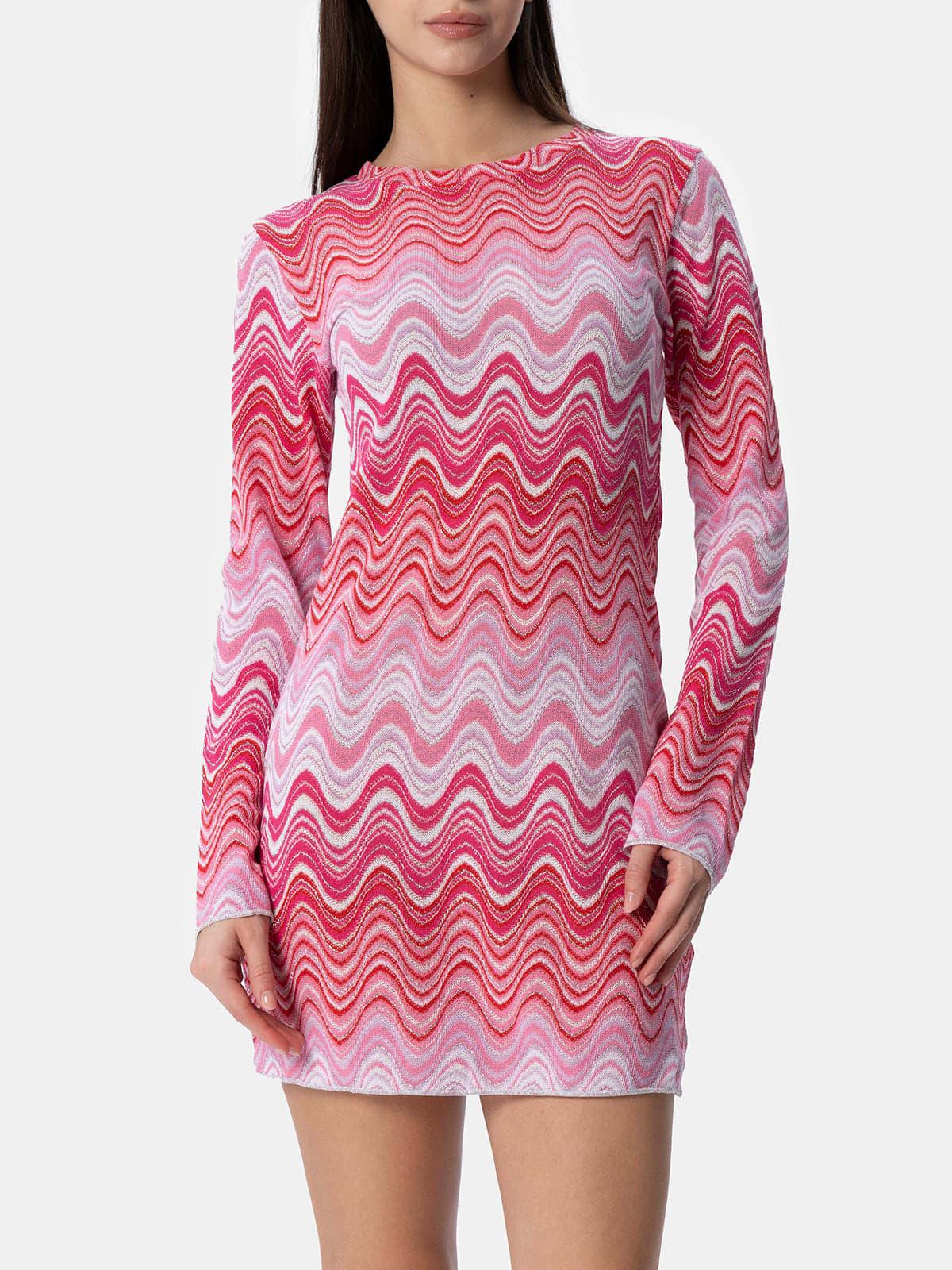 mc2 saint barth woman raschel knit pink short dress imany