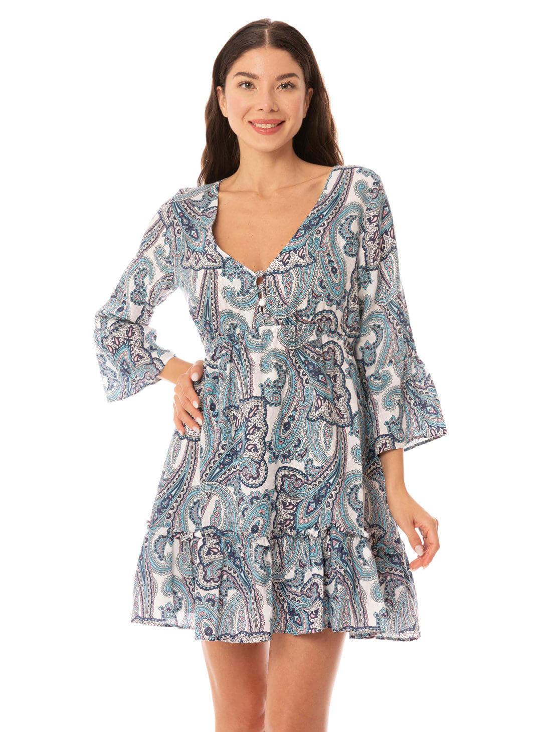 mc2 saint barth woman short dress with paisley print
