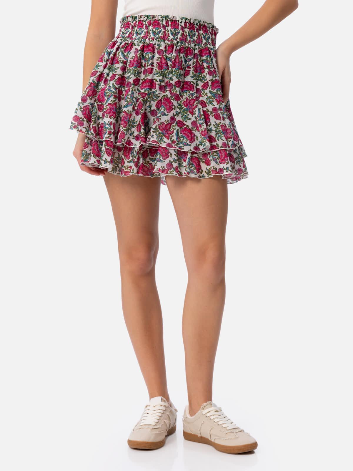 mc2 saint barth woman silk voile ruffled mini skirt eivissa