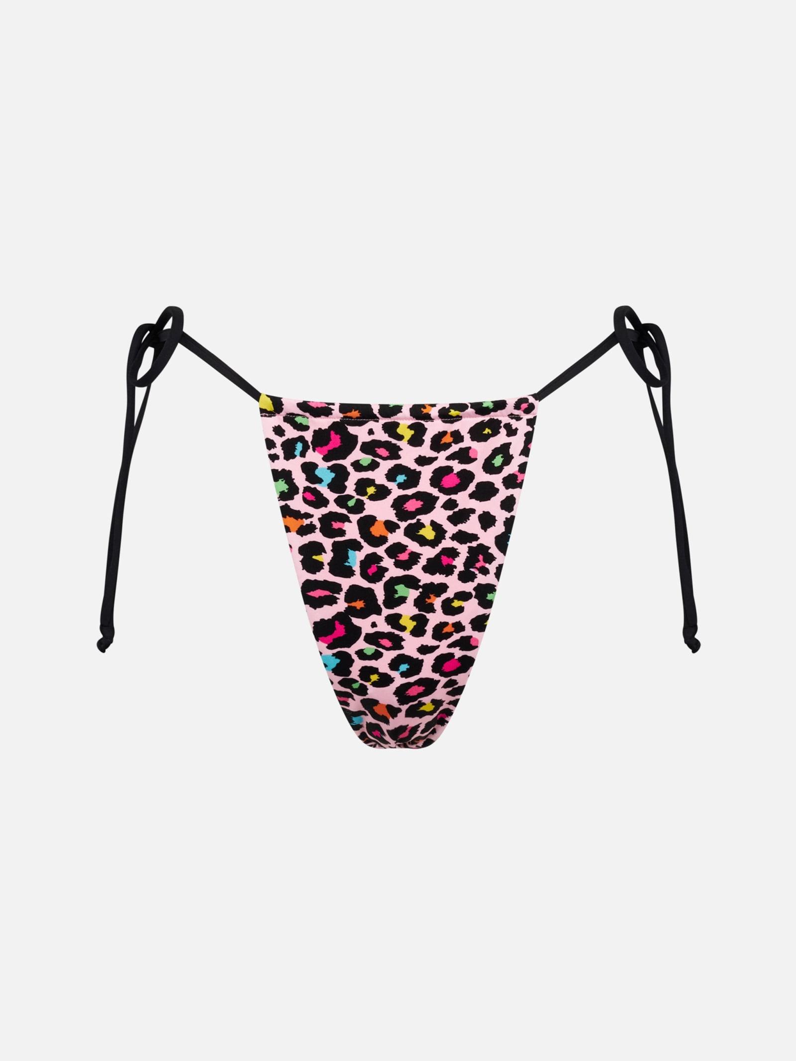 mc2 saint barth woman string swim briefs with leopard print