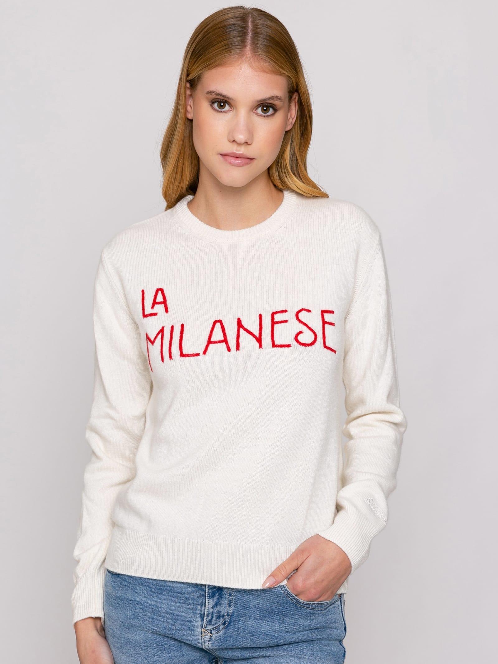 mc2 saint barth woman sweater with la milanese embroidery michela proietti co-lab