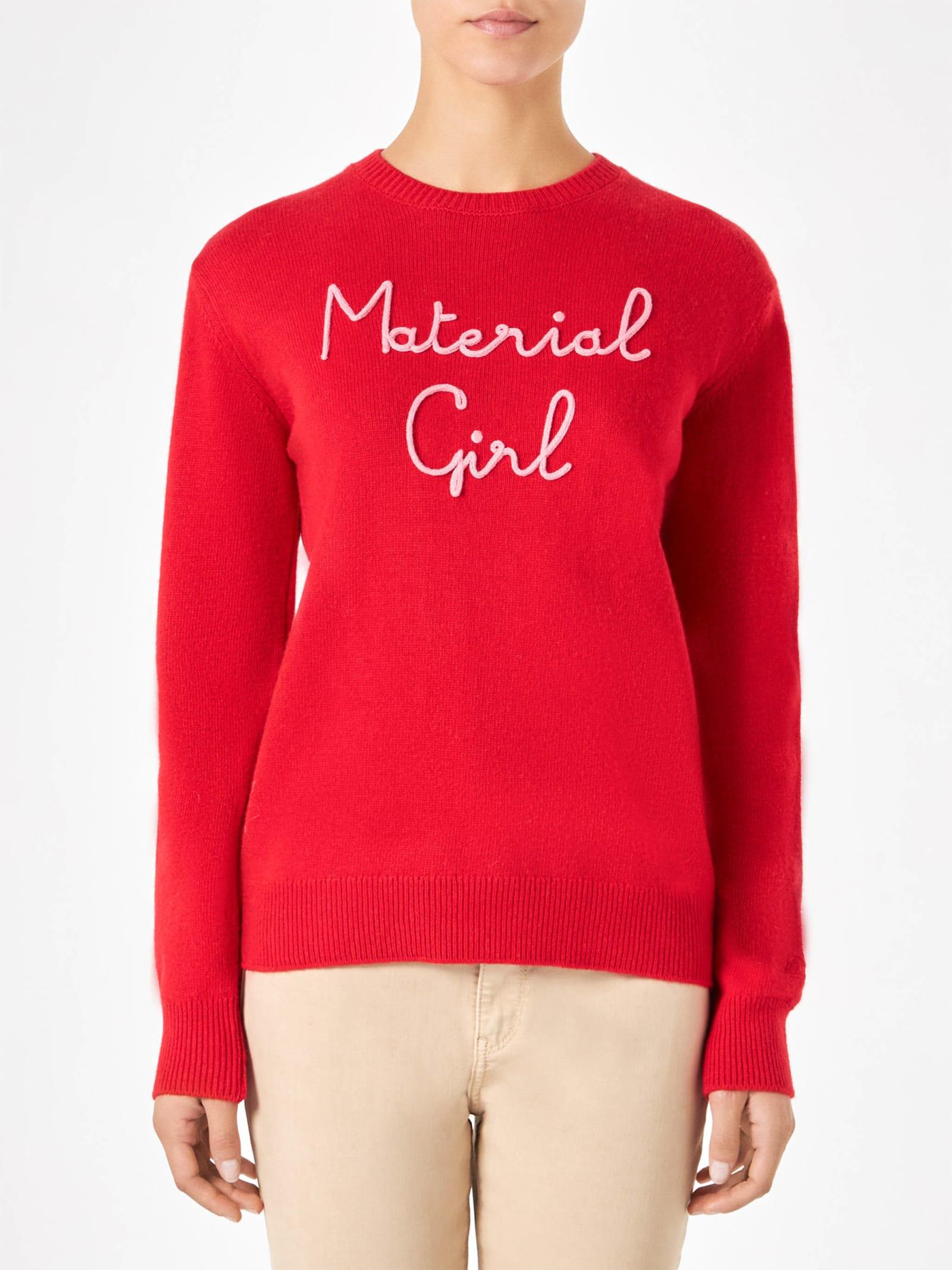 mc2 saint barth woman sweater with material girl embroidery