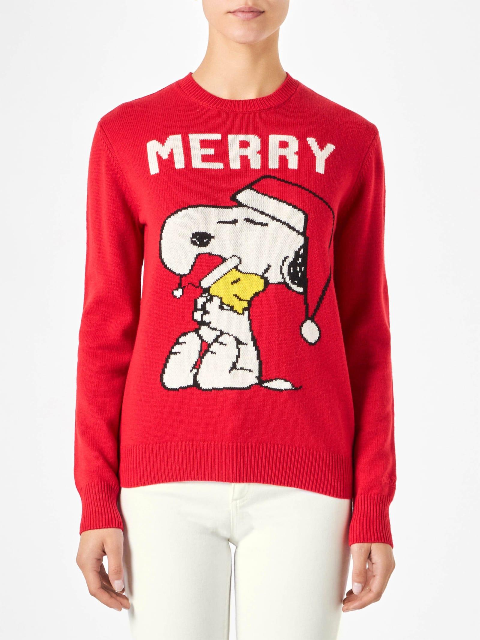 mc2 saint barth woman sweater with snoopy print snoopy peanuts special edition