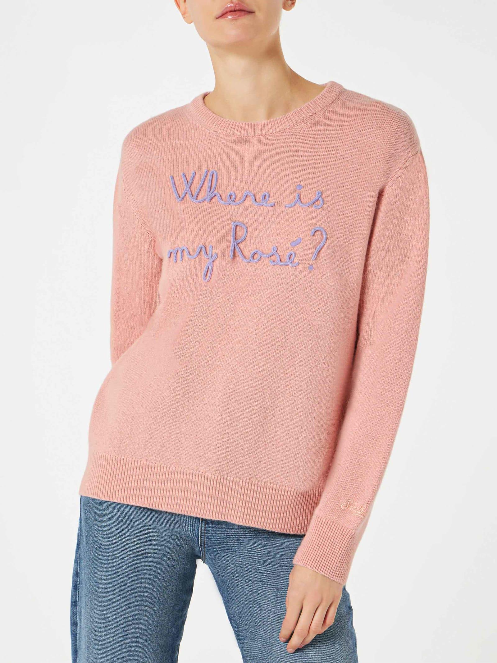 mc2 saint barth woman sweater with where is my rosé? embroidery