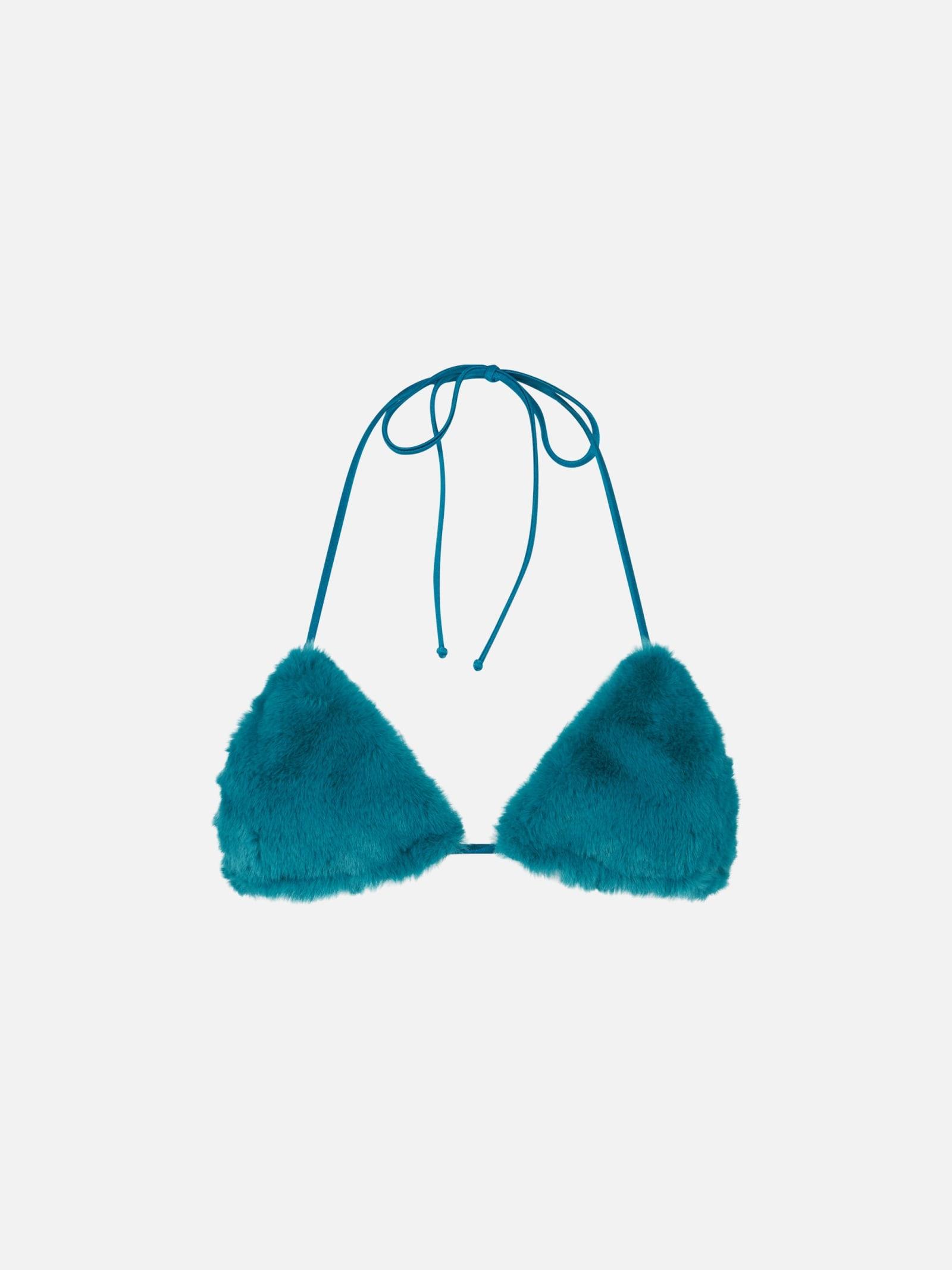 mc2 saint barth woman teal green furry triangle top swimsuit