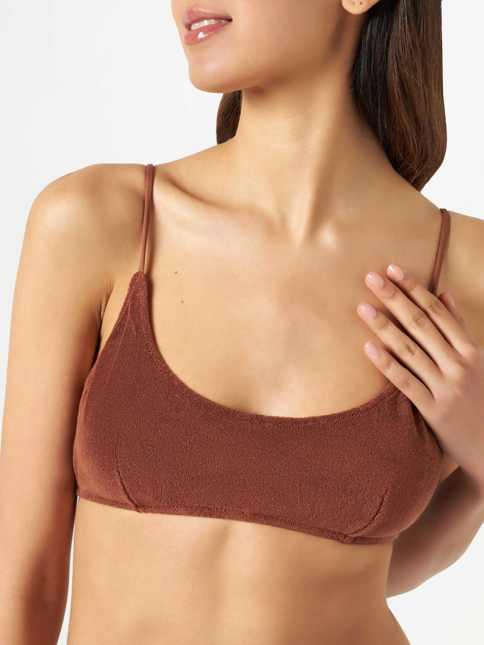 mc2 saint barth woman terry brown bralette swimsuit