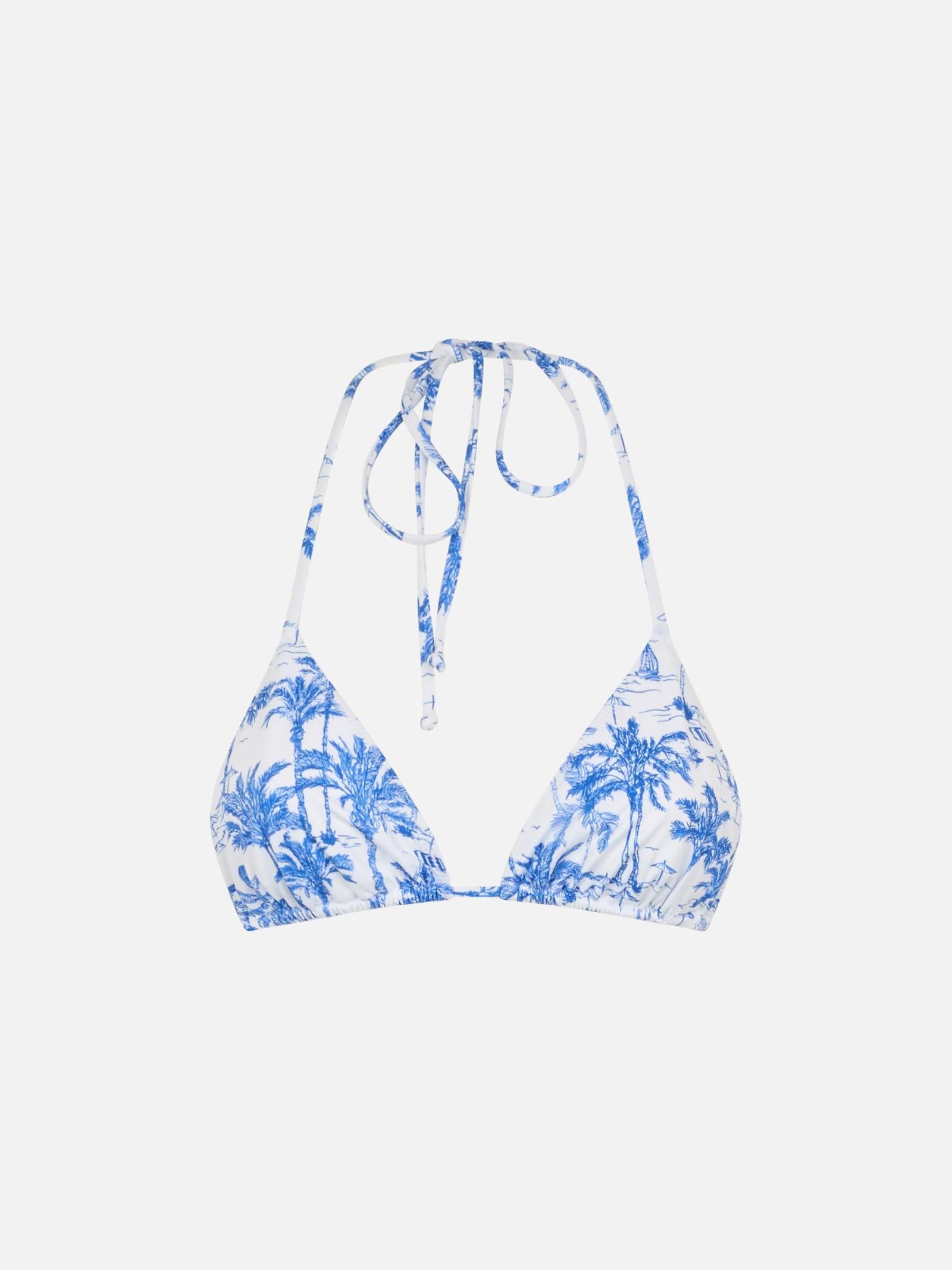 mc2 saint barth woman toile de jouy triangle top swimsuit leah