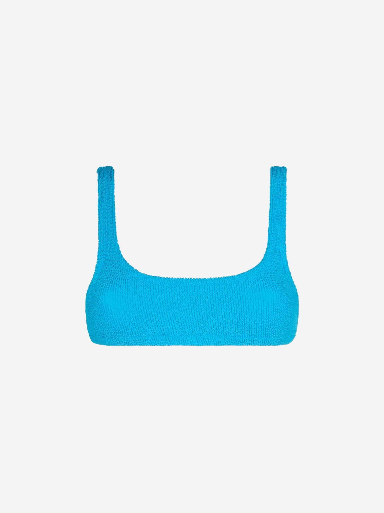 mc2 saint barth woman turquoise crinkle bralette top swimsuit