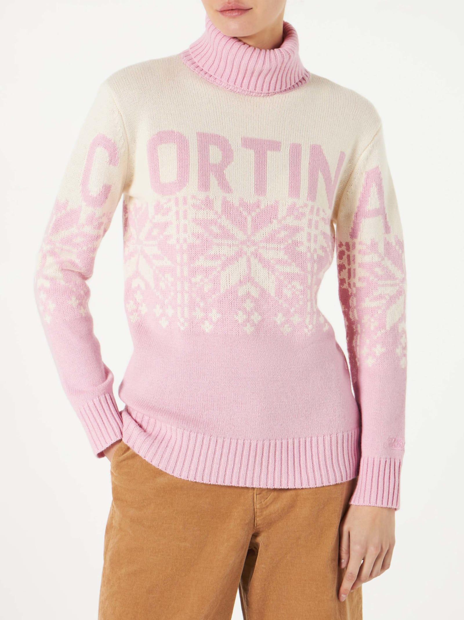 mc2 saint barth woman turtleneck sweater with cortina print