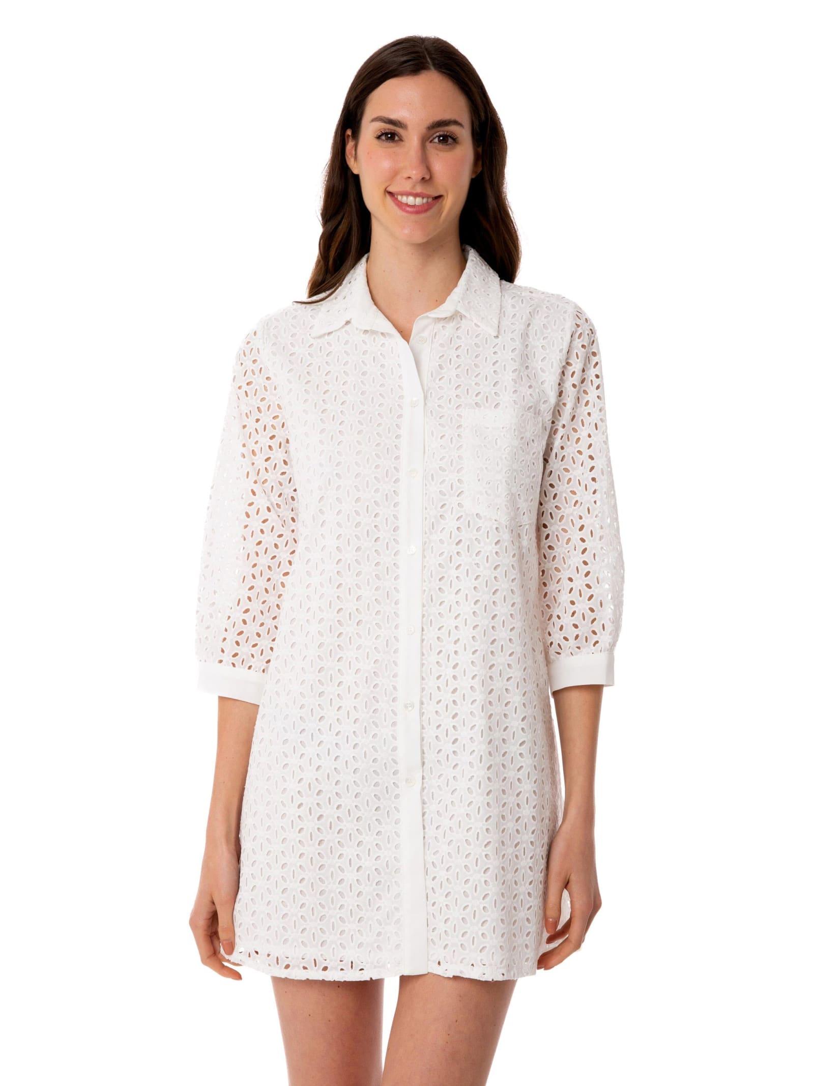 mc2 saint barth woman white sangallo shirt mini dress
