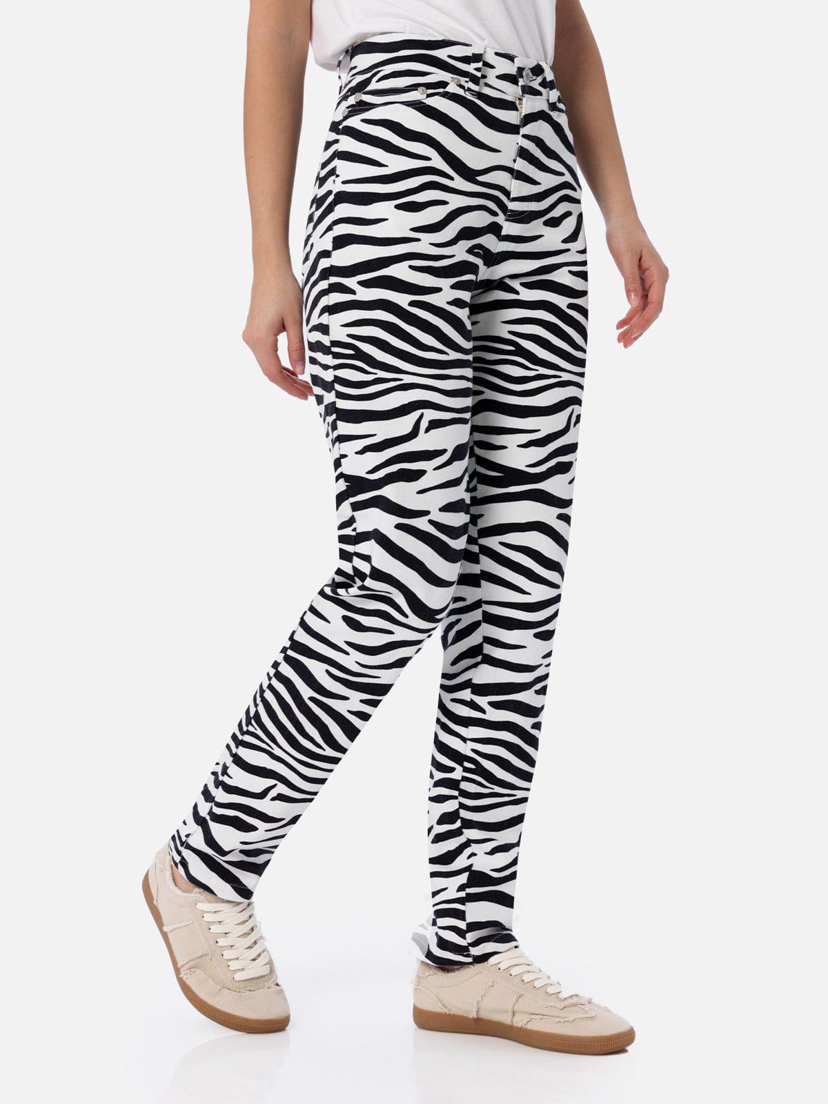 mc2 saint barth woman zebra print denim belleville