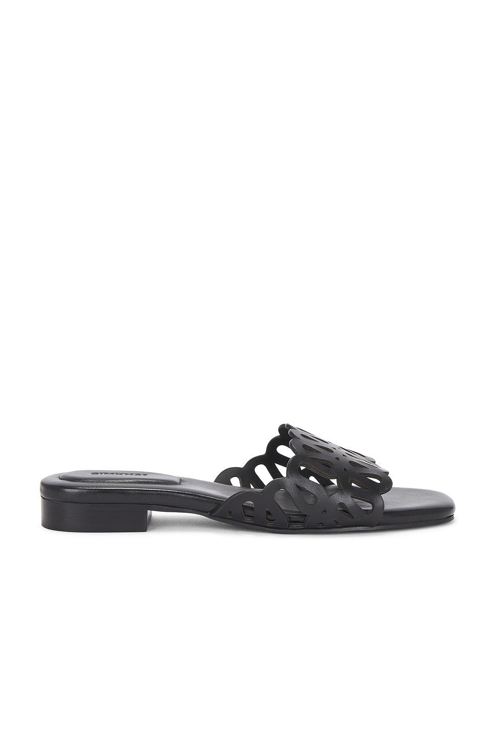 mccall laser cut leather flat slide