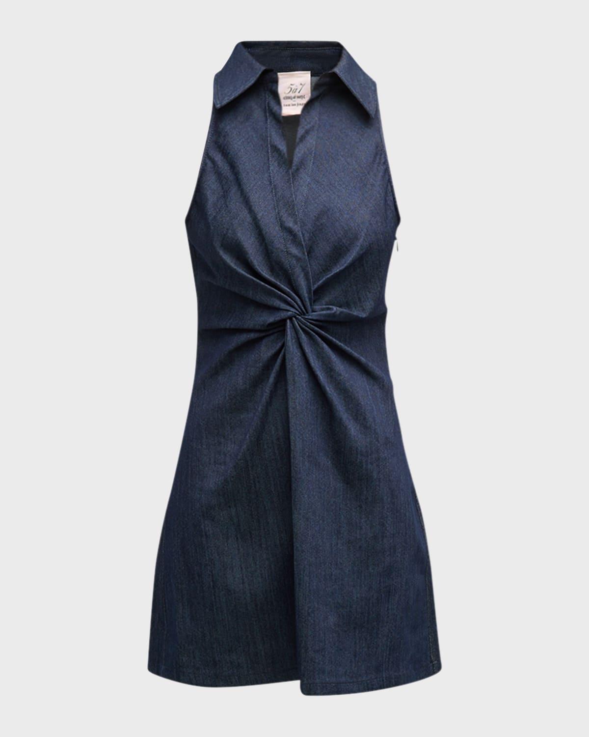 mckenna sleeveless knotted chambray mini dress