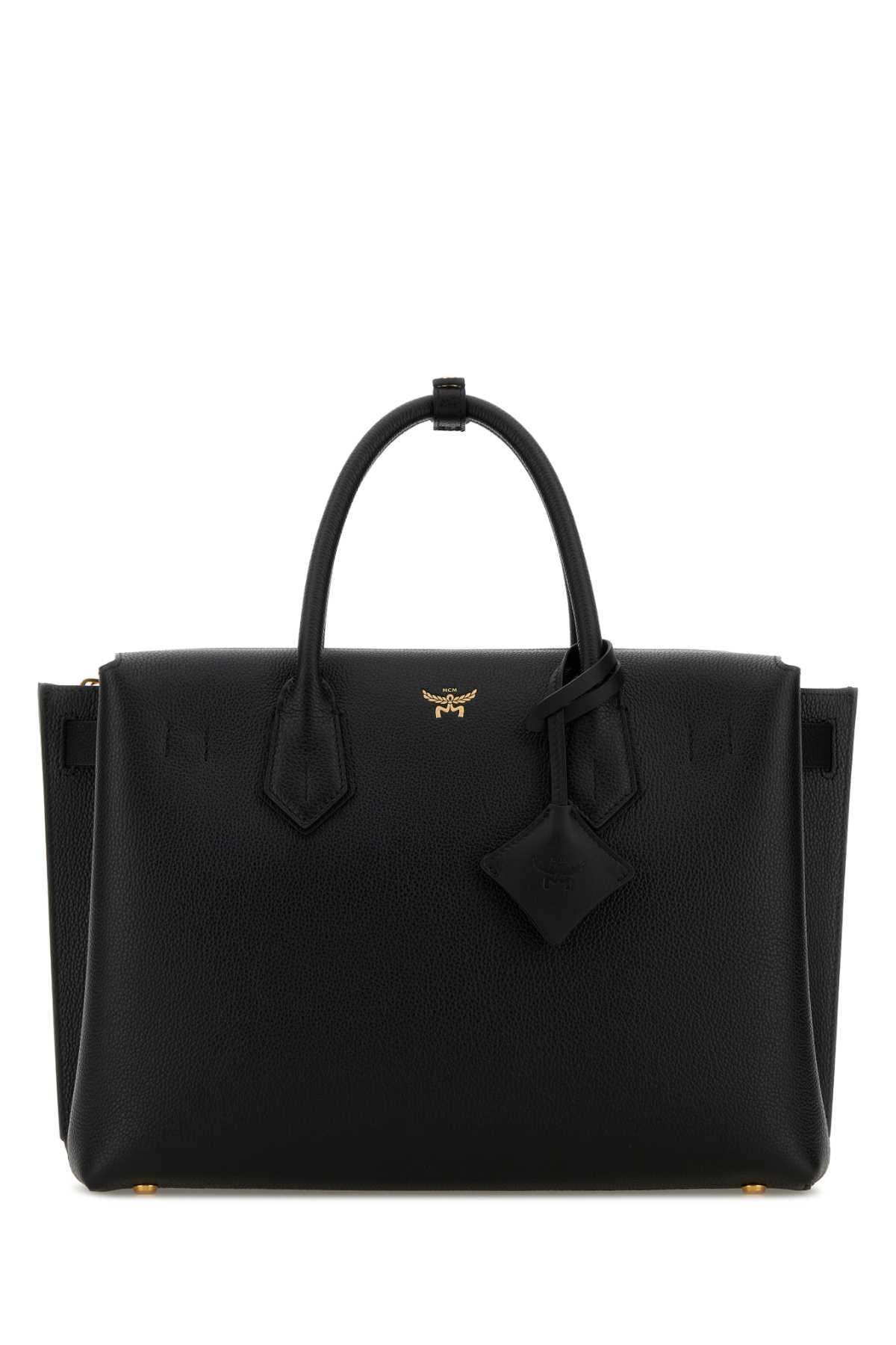 mcm black leather milla handbag