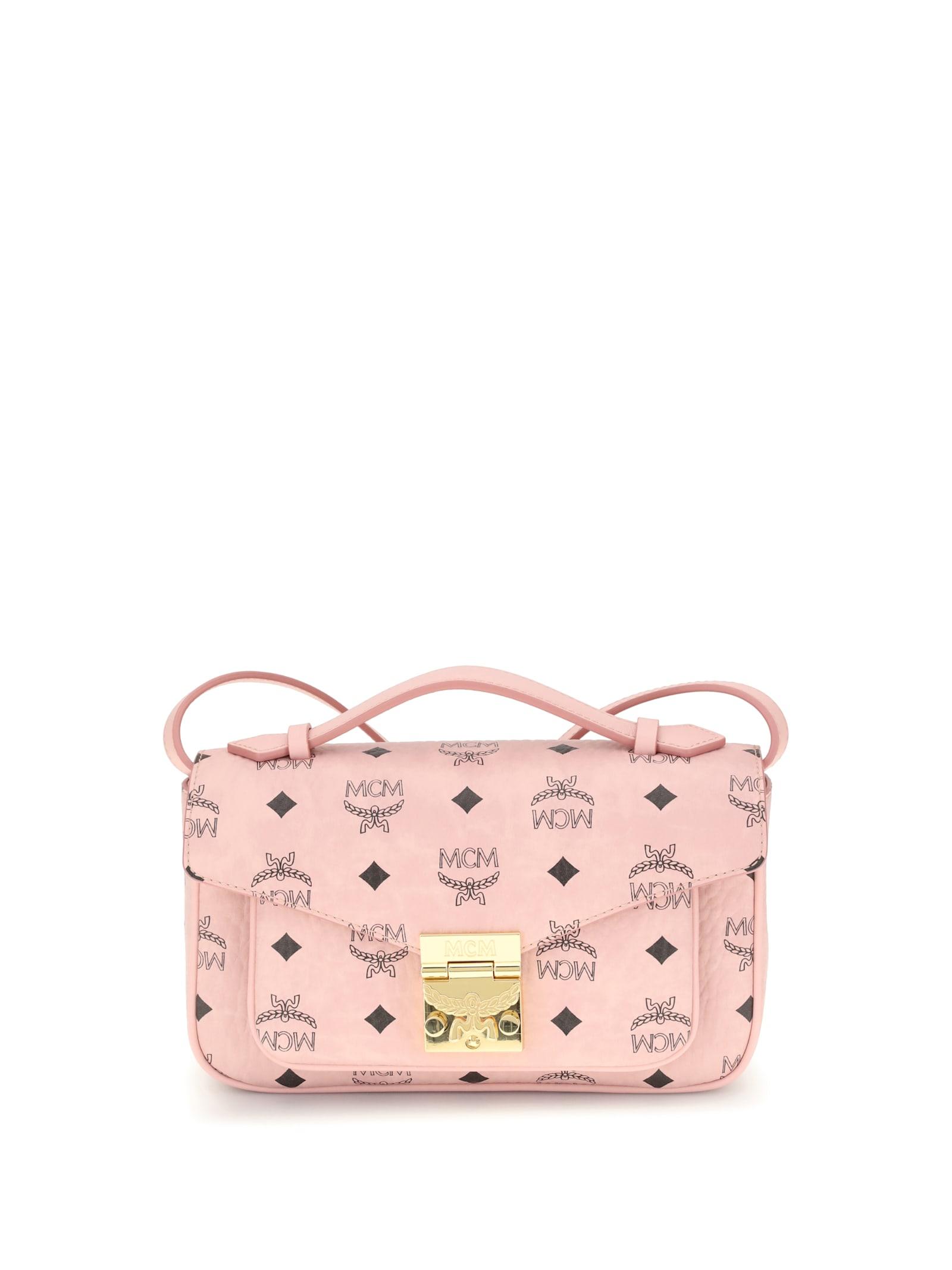 mcm handbag in printed faux leather