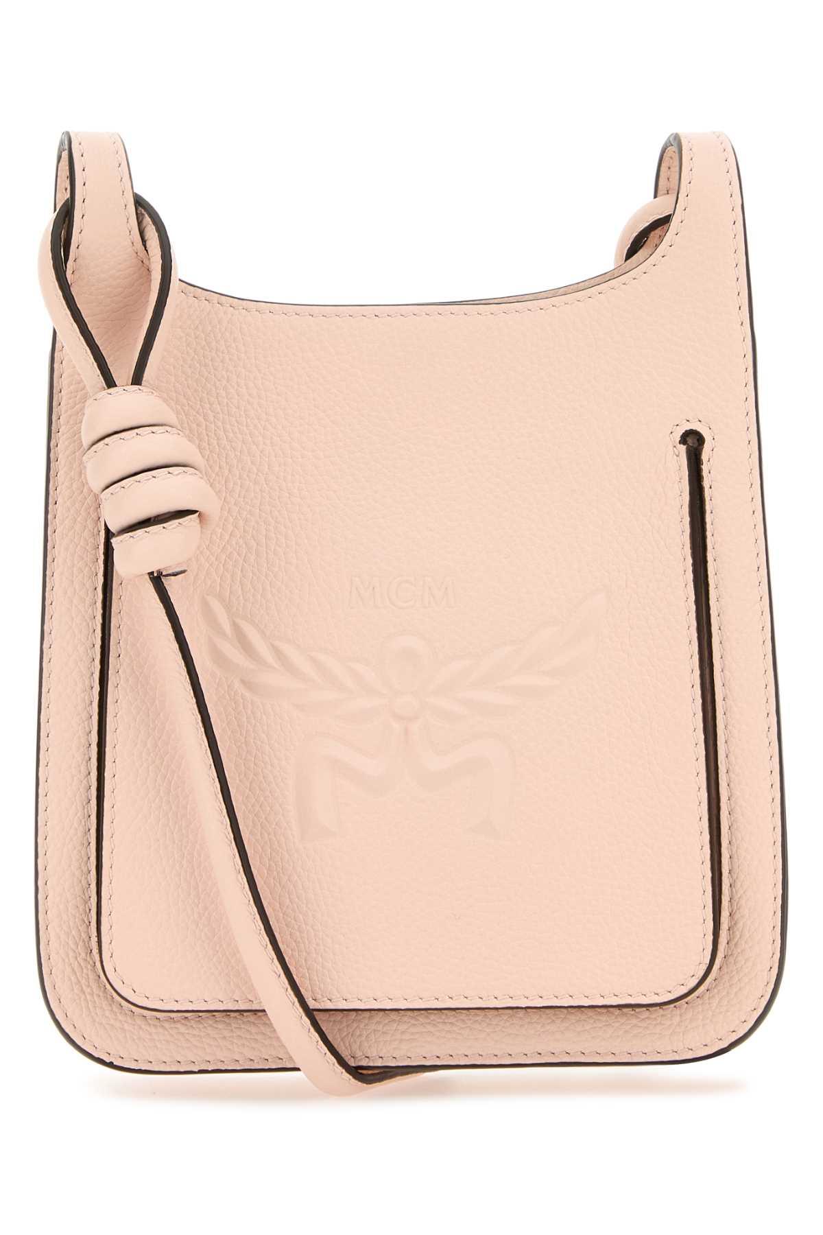 mcm pastel pink leather mini himmel hobo crossbody bag