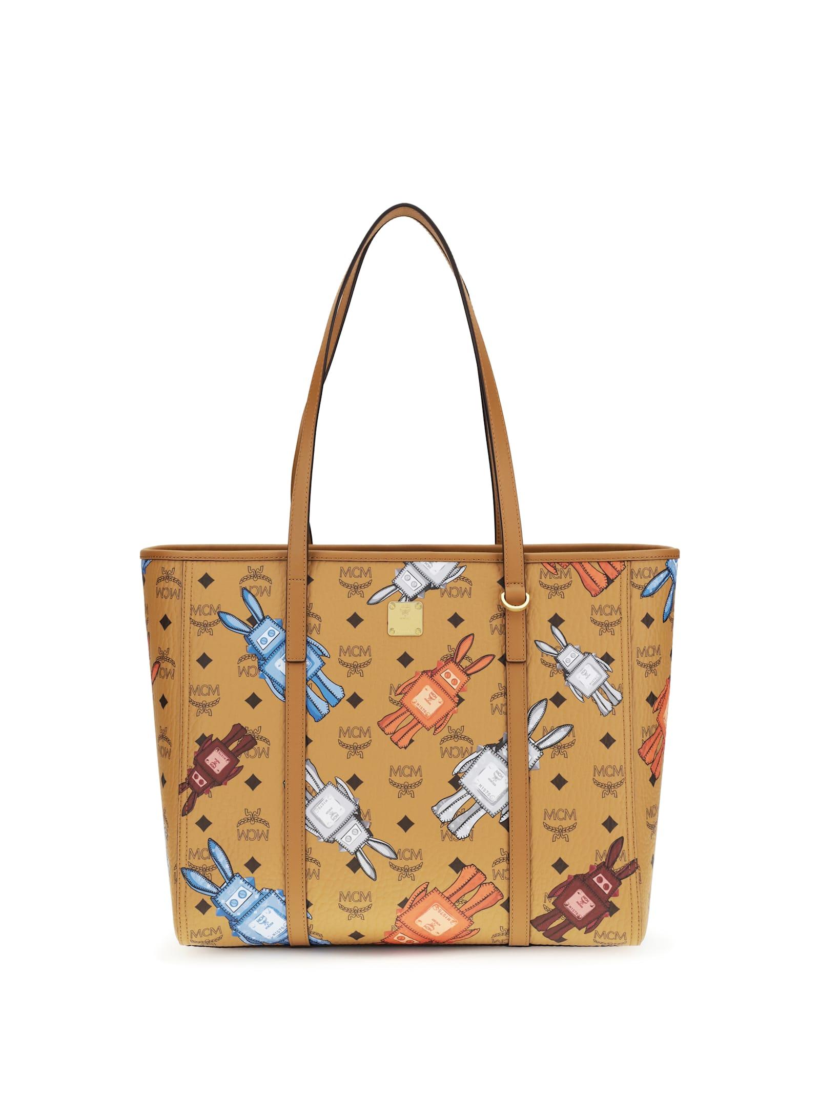 mcm toni printed canvas tote bag