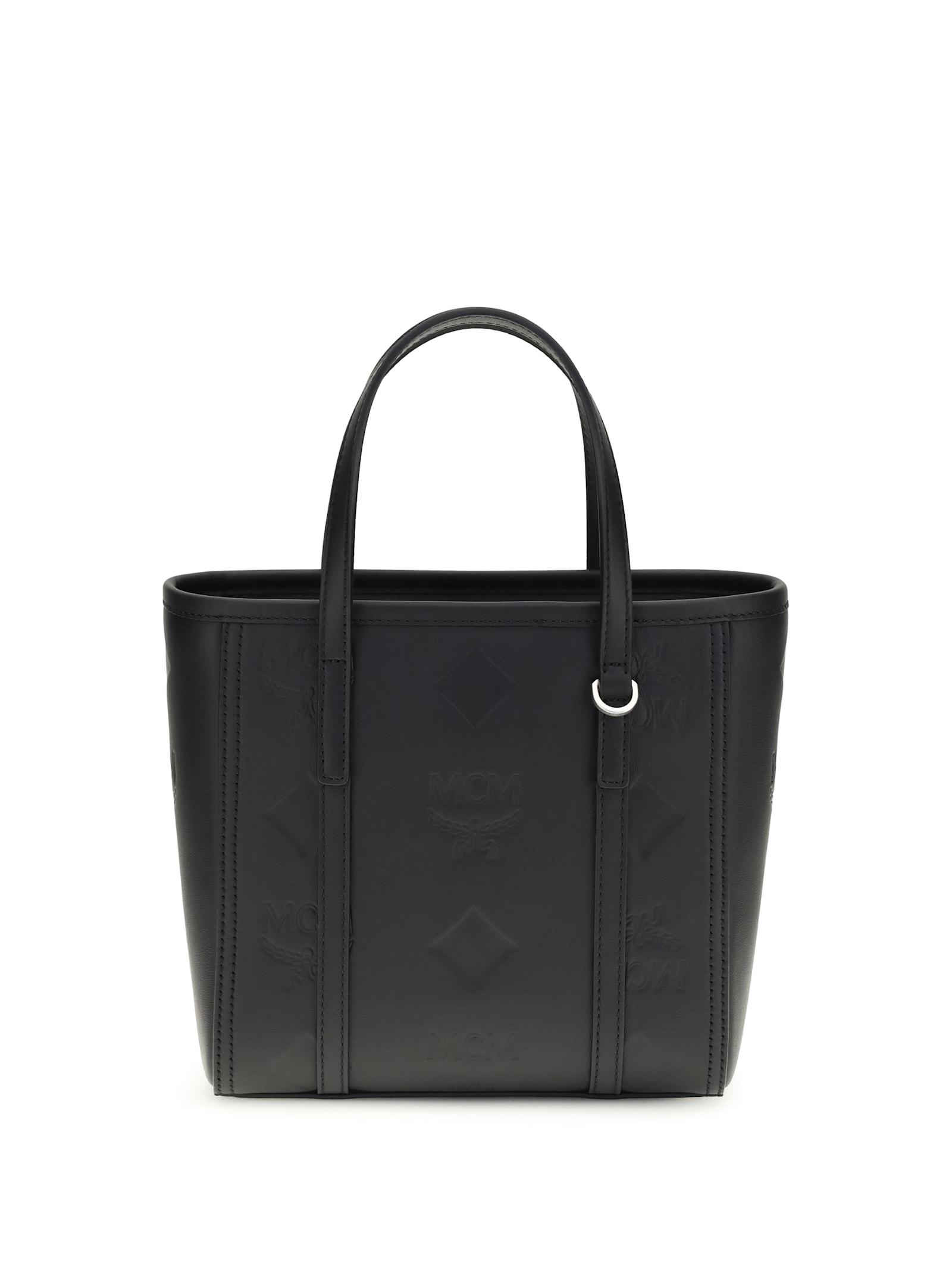 mcm toni small tote bag with embossed maxi visetos motif