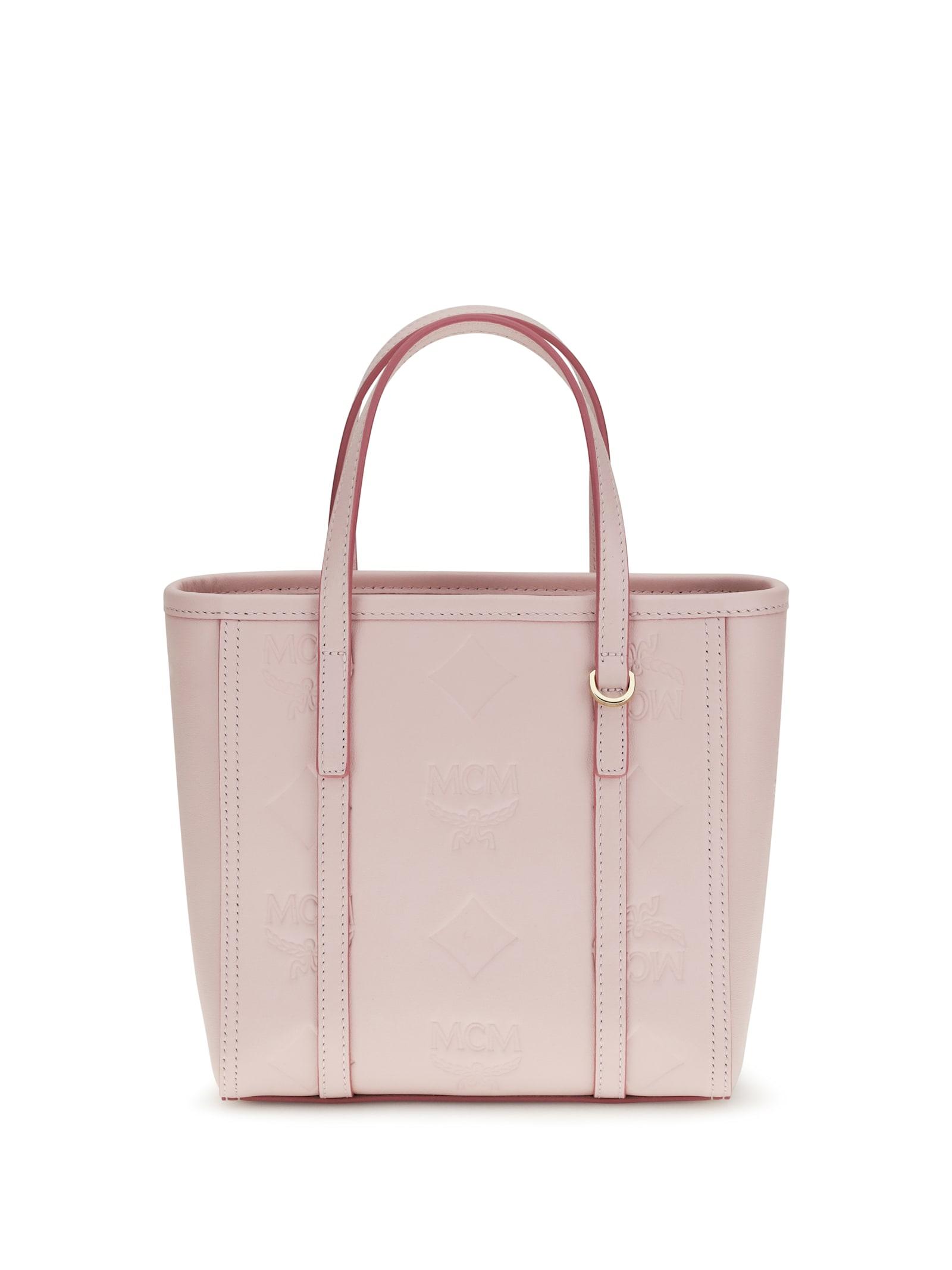 mcm toni small tote bag with embossed maxi visetos motif