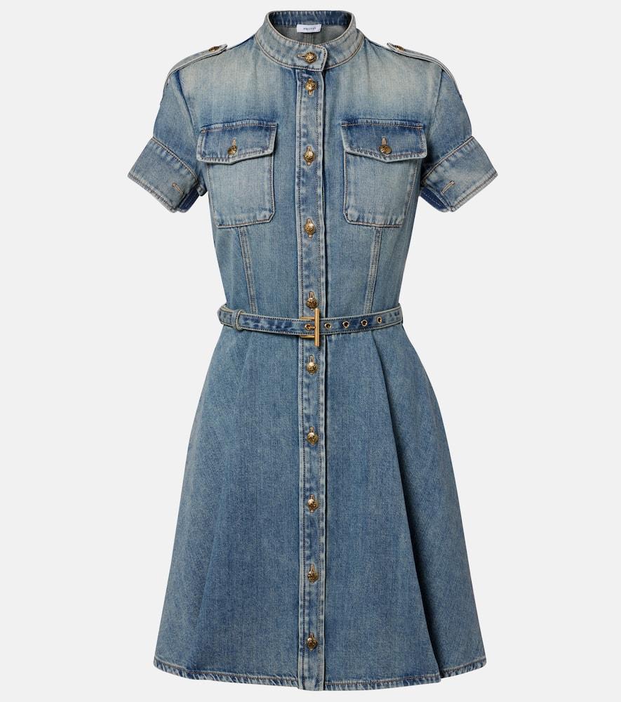 mcqueen belted denim shirt dress