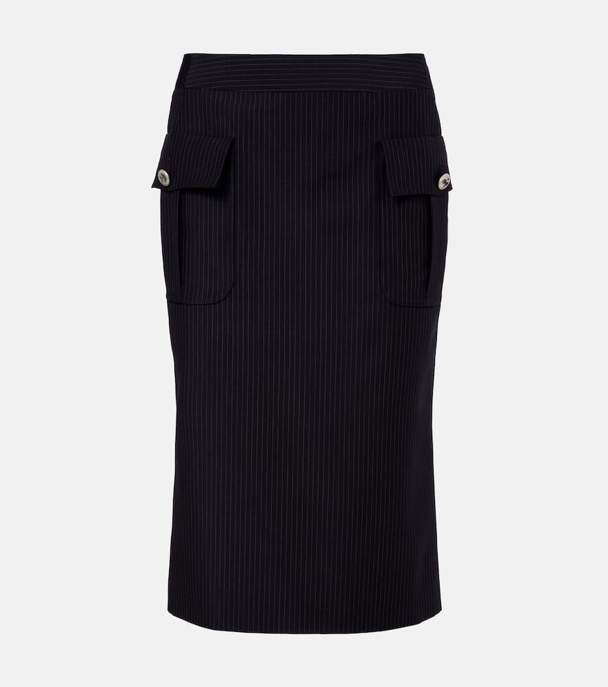 mcqueen chalk stripe wool and mohair pencil skirt