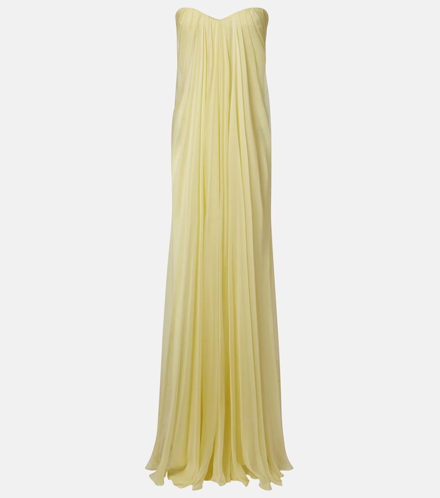 mcqueen draped chiffon bustier gown
