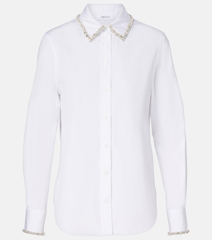 mcqueen embellished cotton poplin shirt