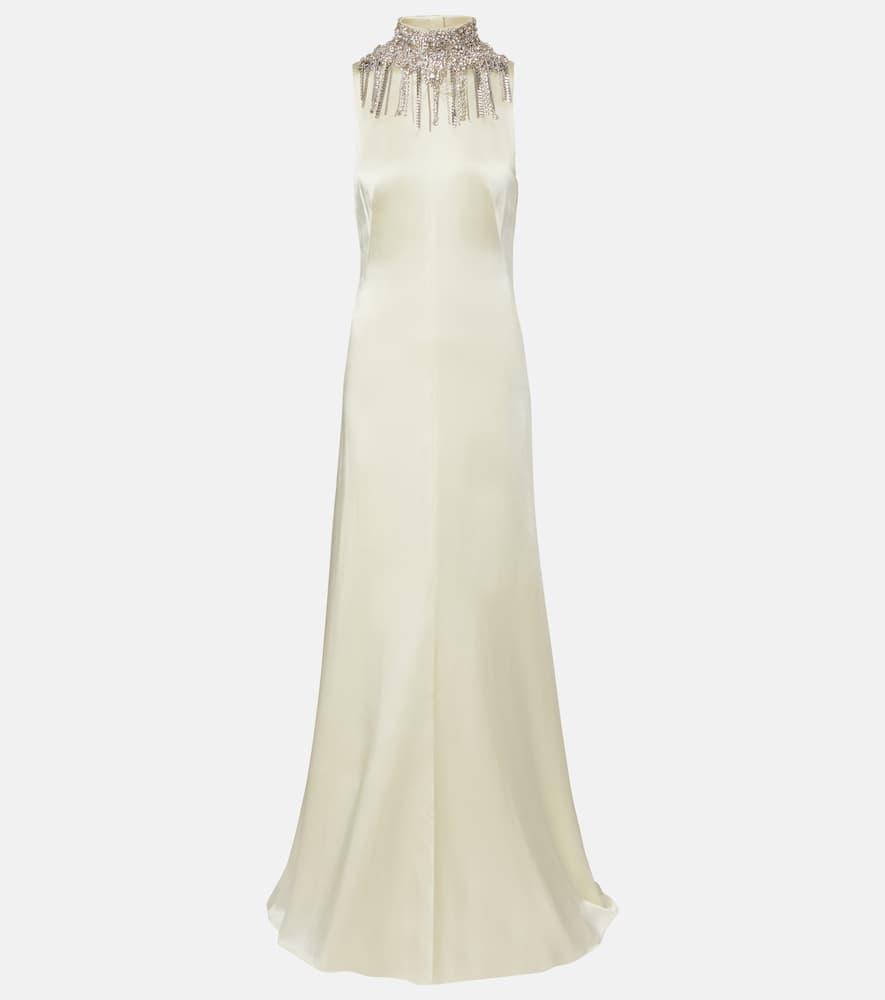 mcqueen embellished satin gown