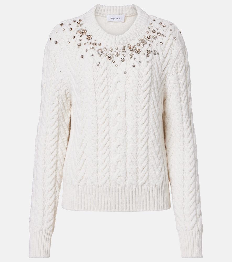 mcqueen embellished wool and cashmere sweater