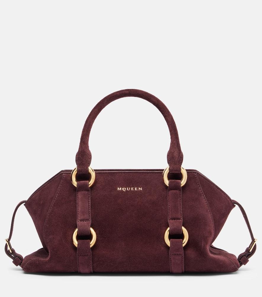 mcqueen farringdon small suede tote bag