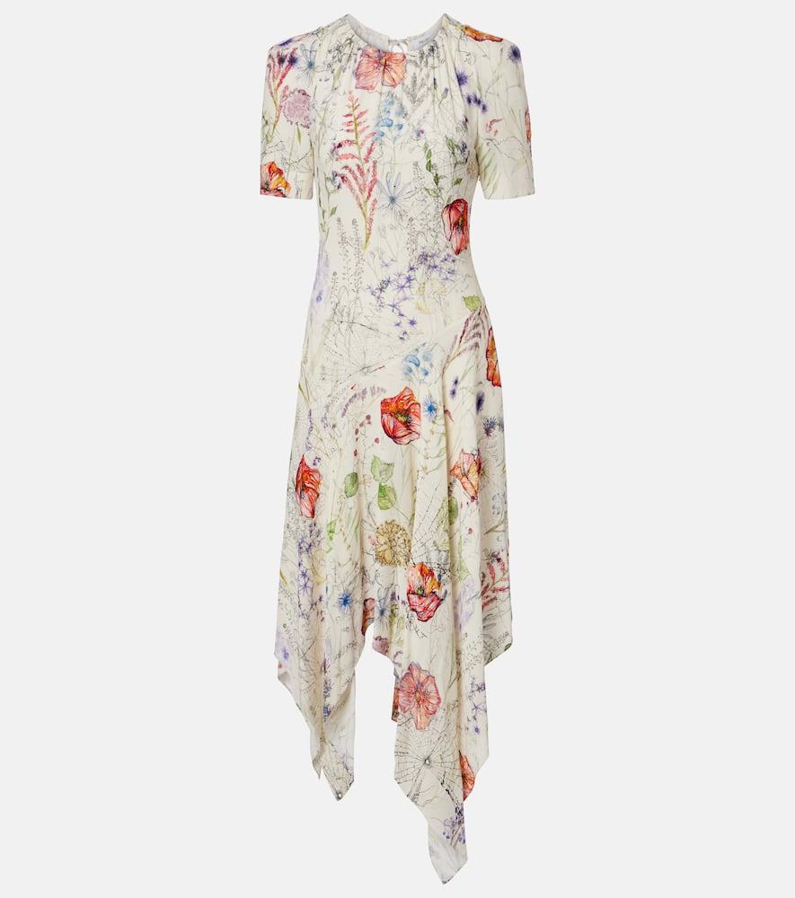 mcqueen floral asymmetric midi dress
